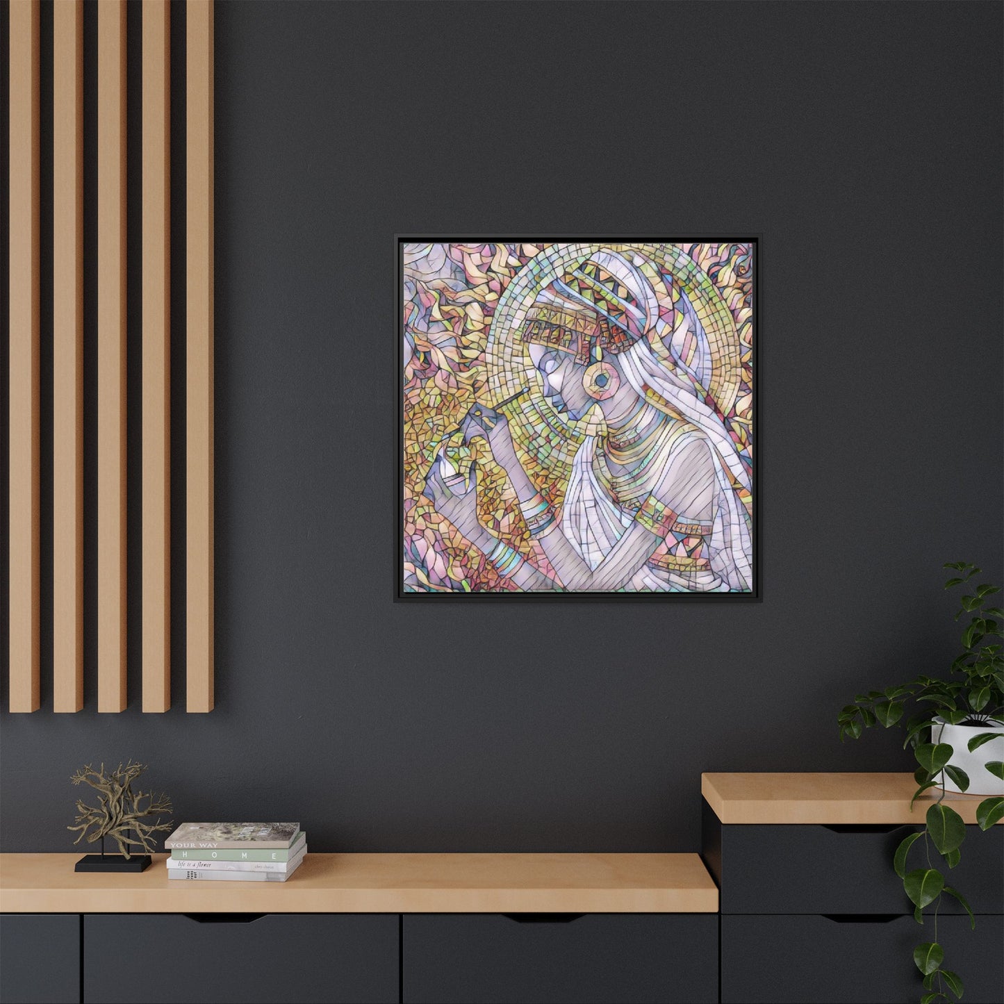 Egyptian Goddess Stained-Glass Matte Canvas (Framed)