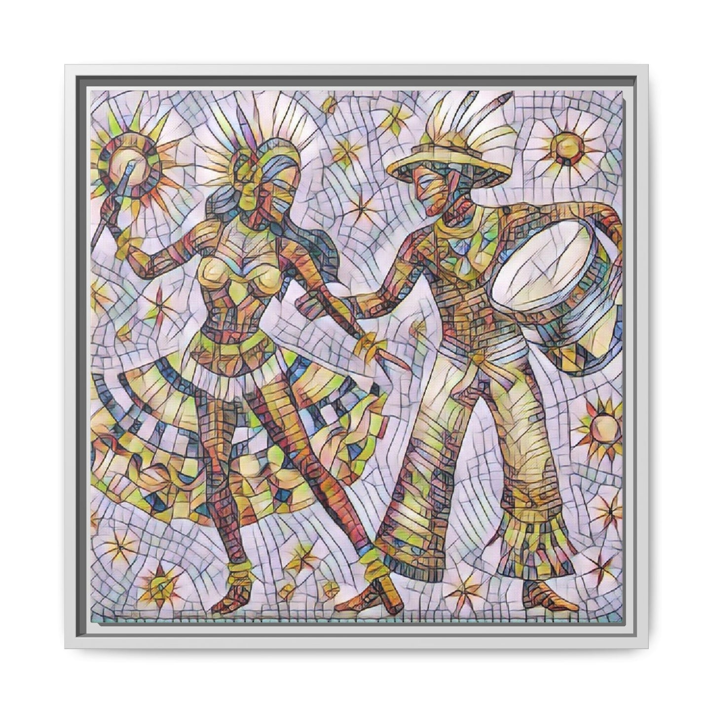Carnival Dancers Framed Canvas Art – Colorful Samba Couple Print
