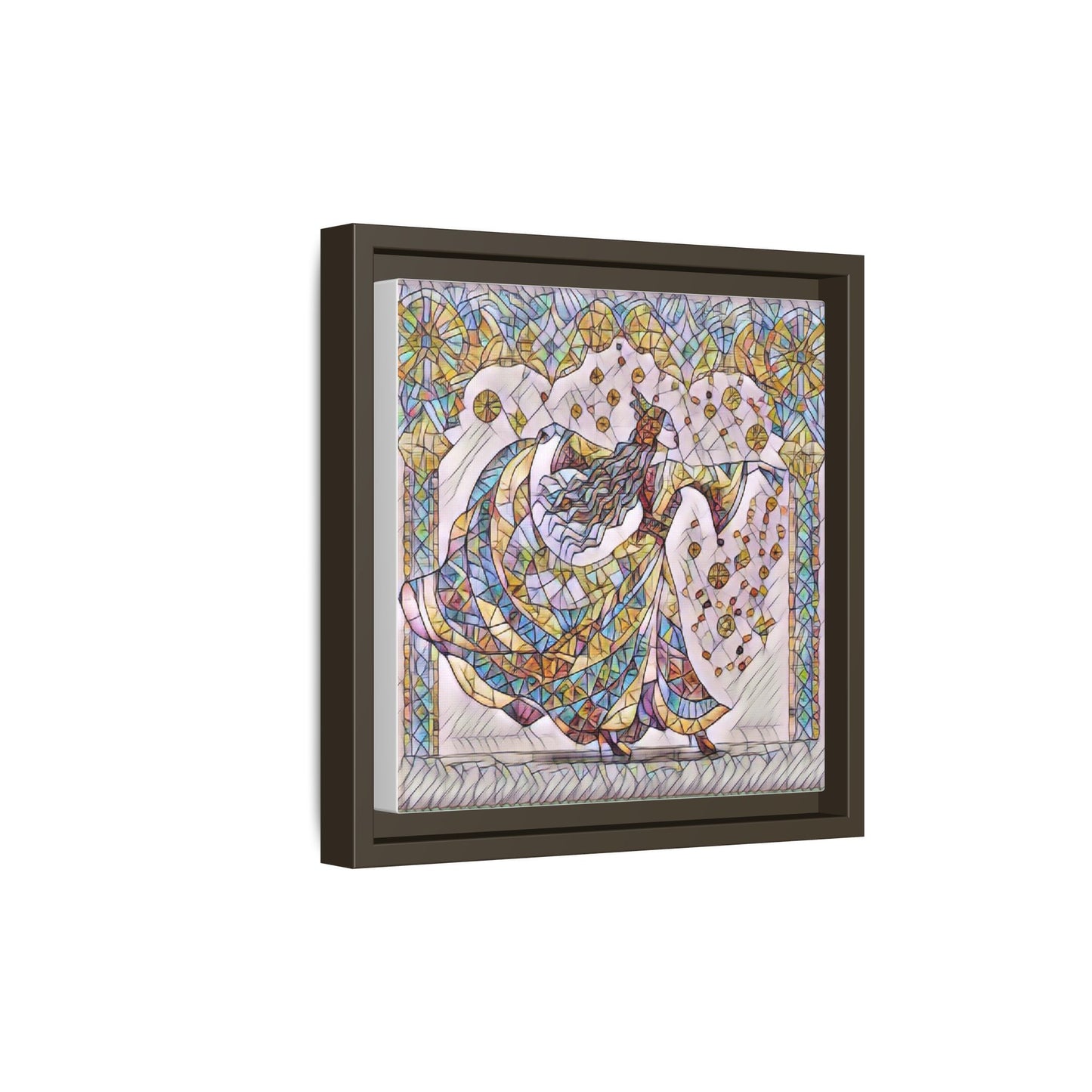 Stained Glass Dancing Dervish Framed Canvas Art