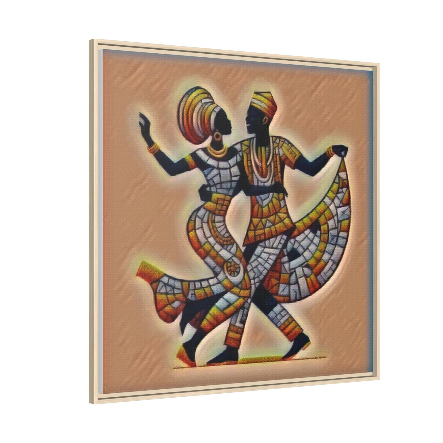 Framed African Dance Mosaic Art Print — Matte Canvas Wall Decor