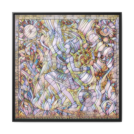 Abstract Stained Glass Dance Matte Framed Canvas
