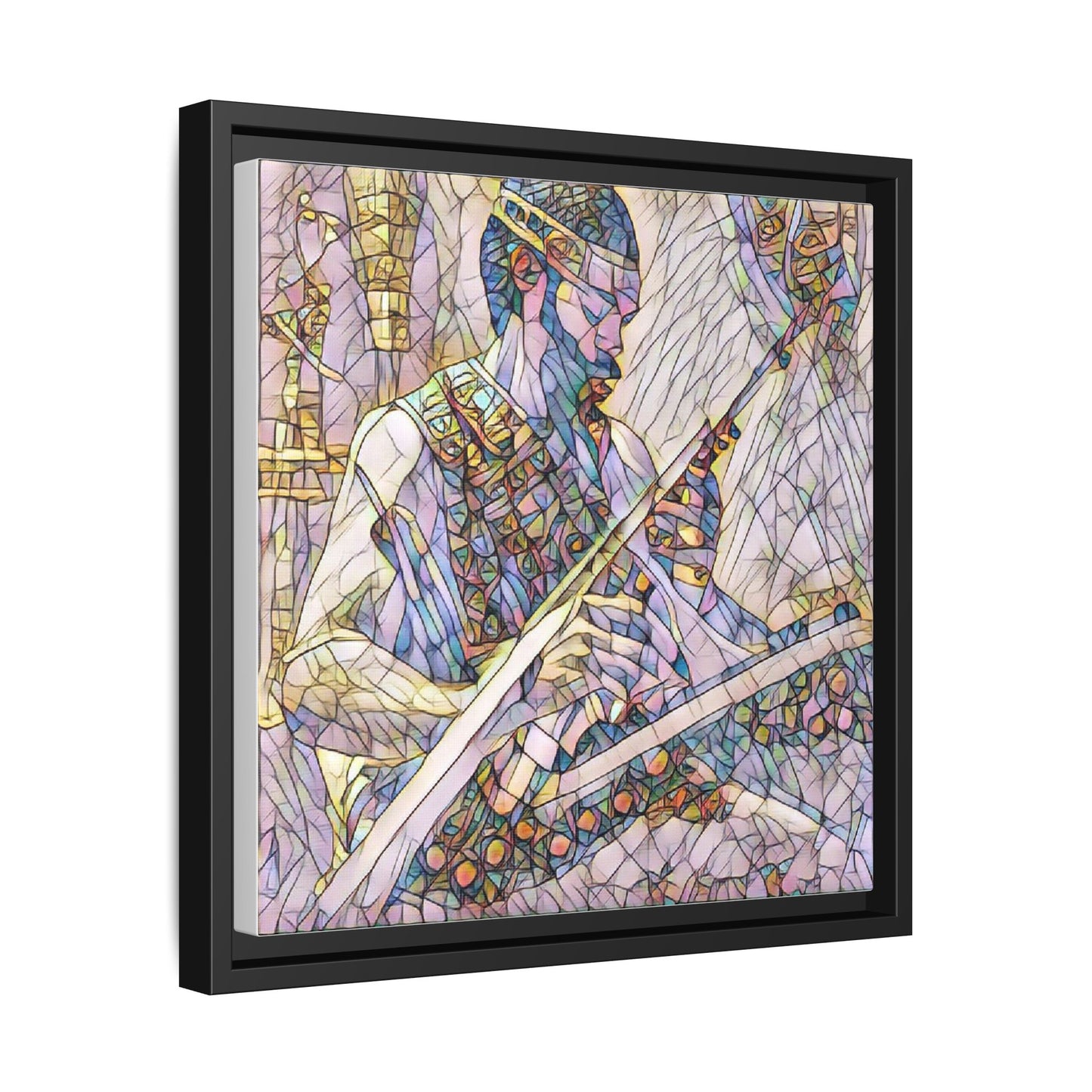 Framed Matte Canvas — Abstract Musician Stained-Glass Art Print
