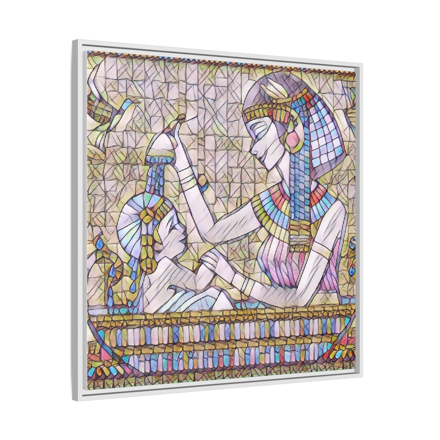 Egyptian Mosaic Mother & Child Framed Matte Canvas