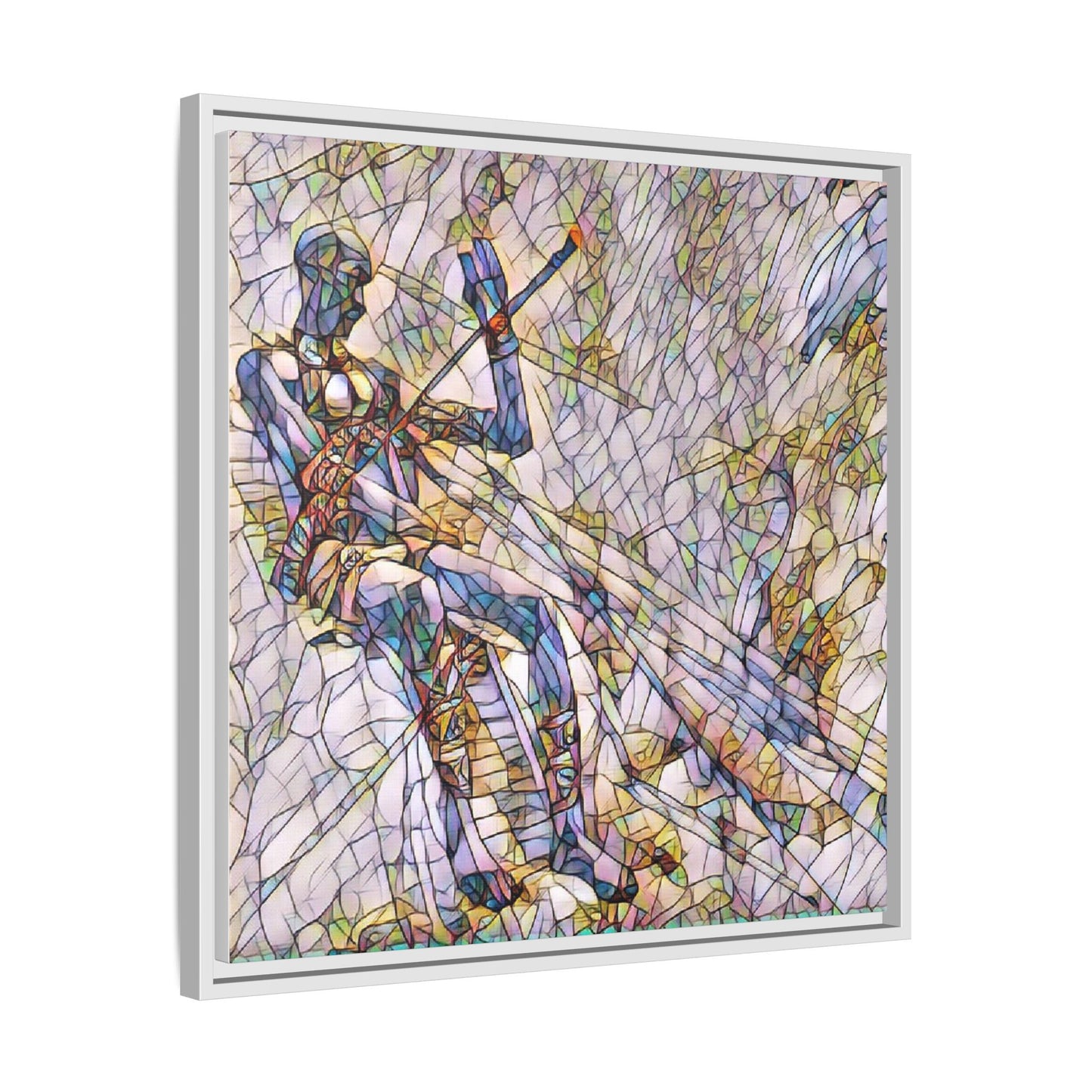 Abstract Stained-Glass Warrior Framed Canvas