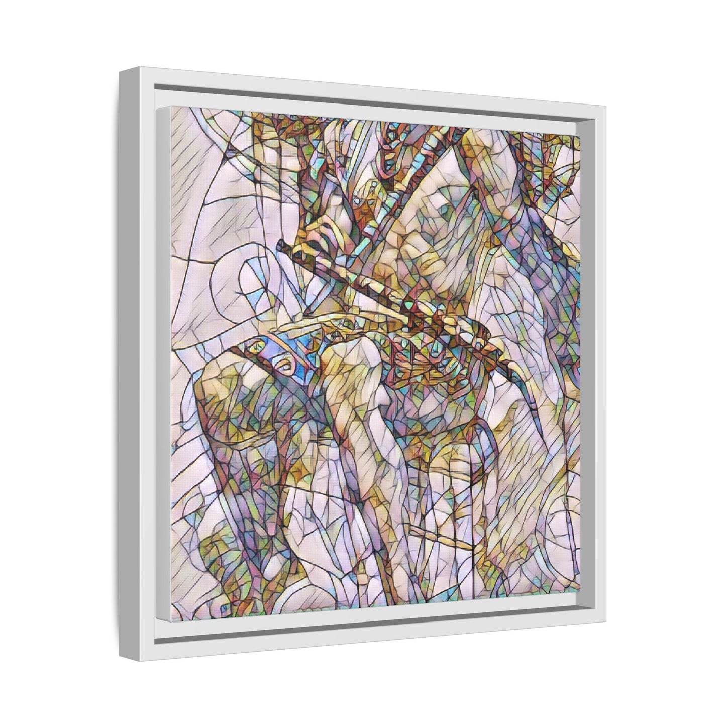Framed Abstract Musician Canvas Art — Multi‑Color Jazz Saxophone Print