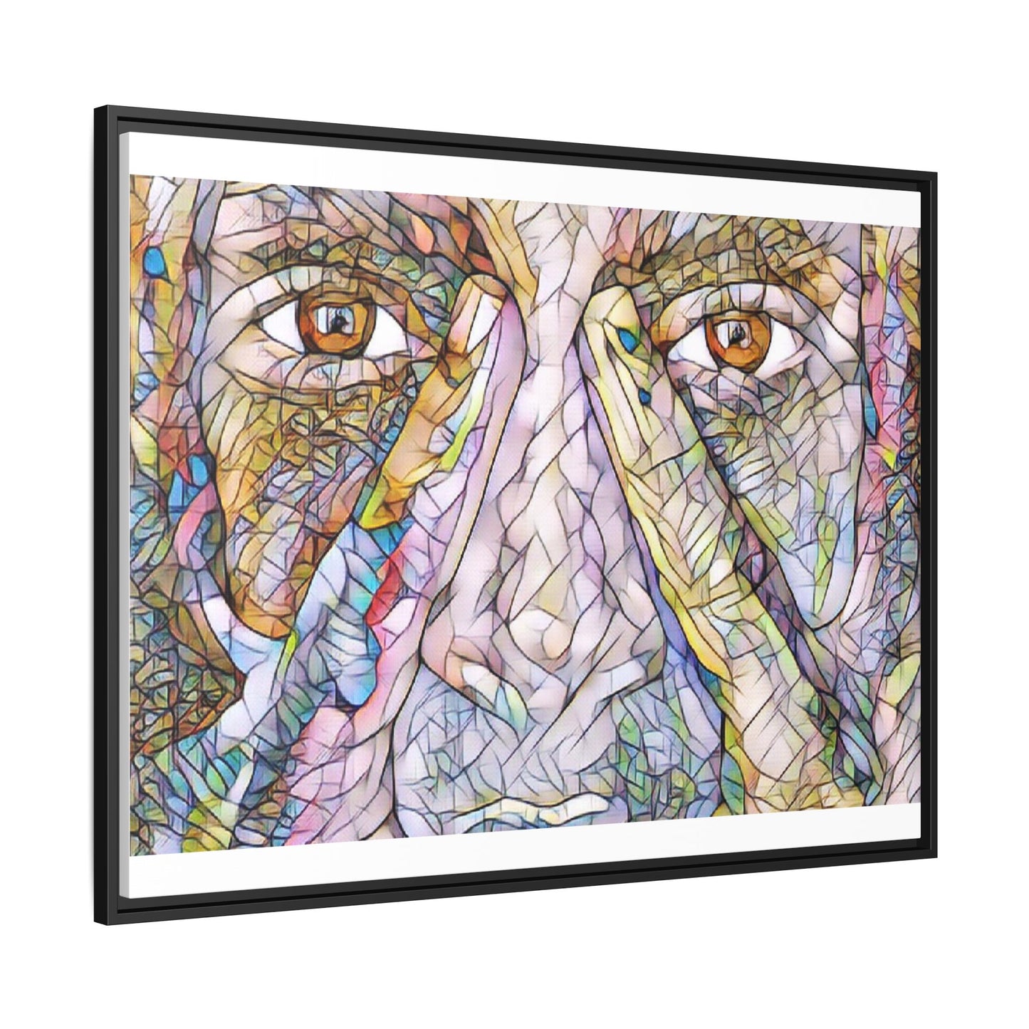 Abstract Stained-Glass Face Matte Canvas Framed Wall Art
