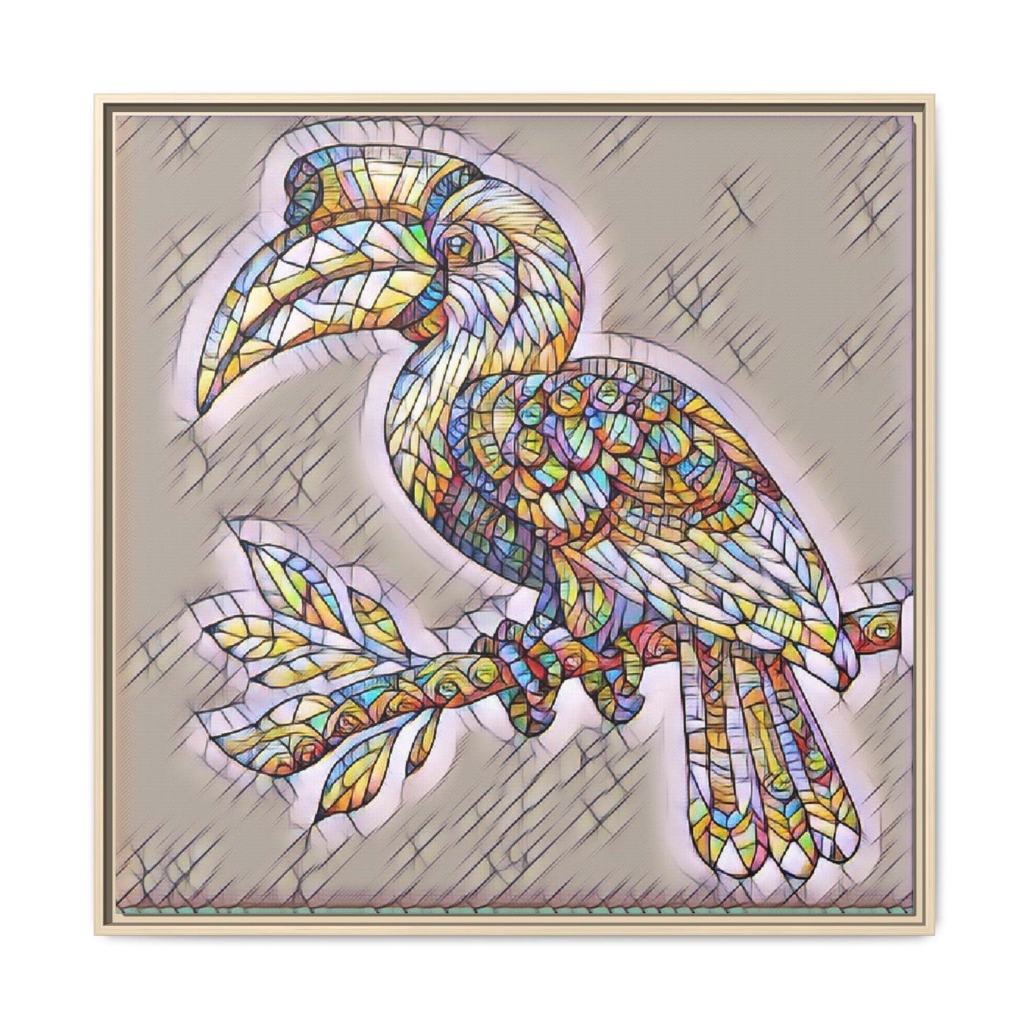 Colorful Stained Glass Toucan Matte Canvas Framed Wall Art