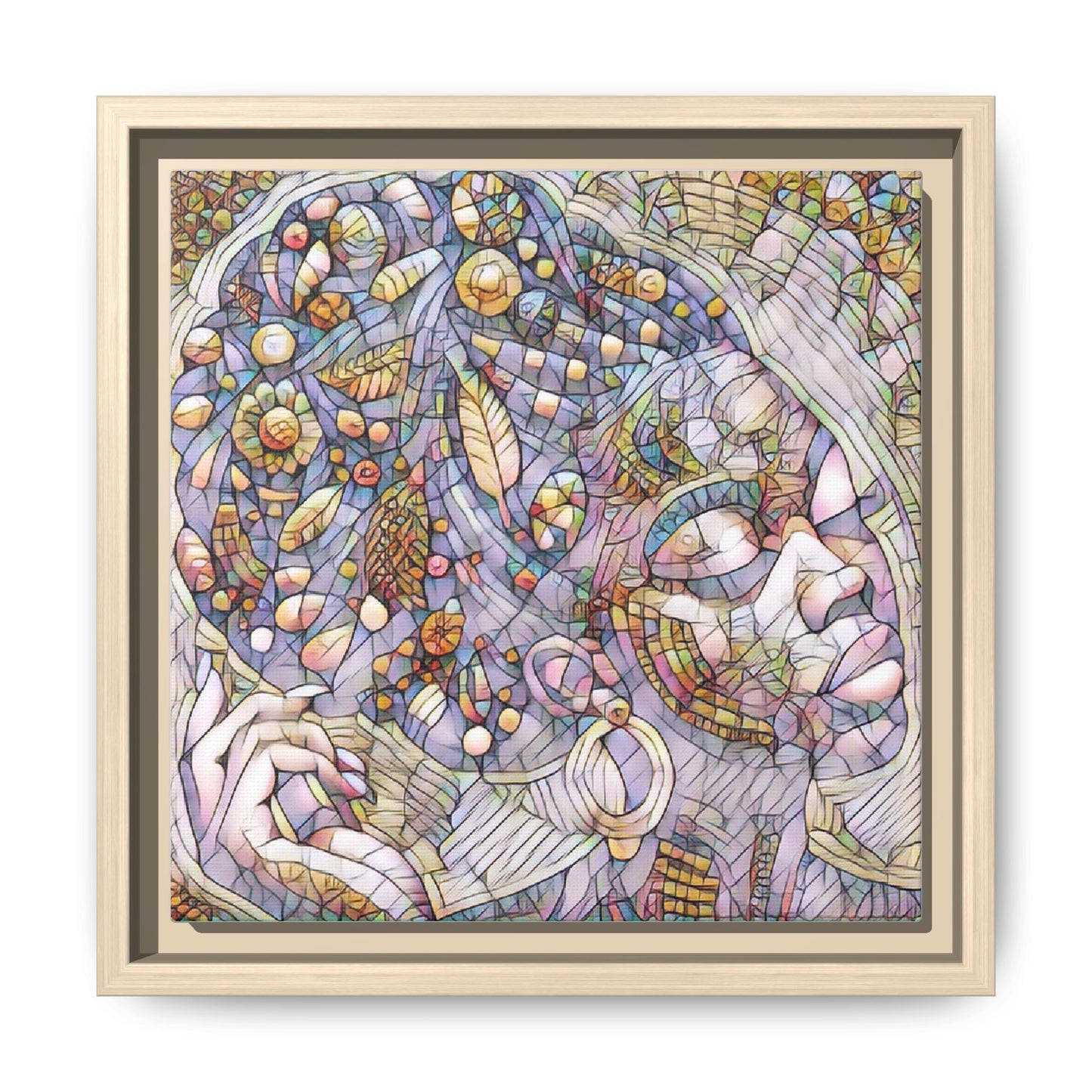 Bohemian Mosaic Woman Matte Canvas Framed Wall Art