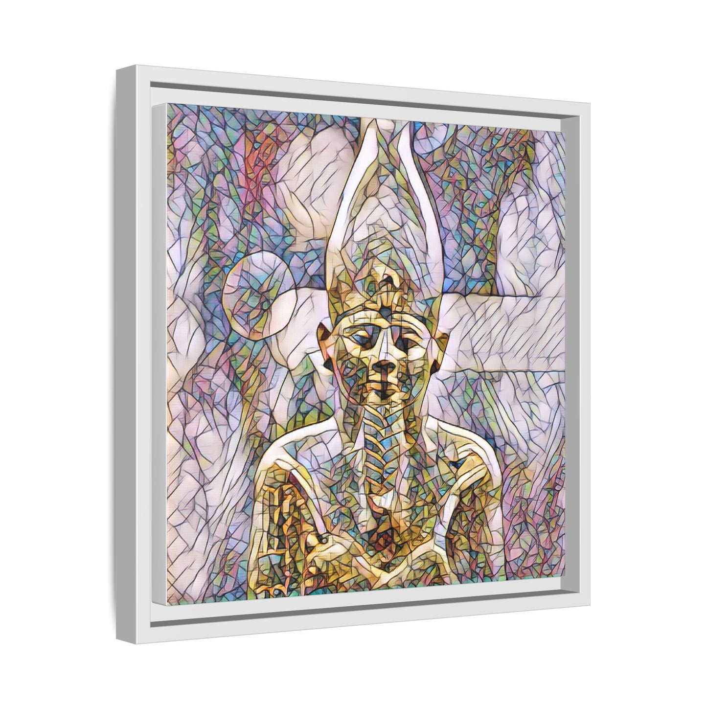Egyptian Pharaoh Stained-Glass Style Matte Canvas Print, Framed