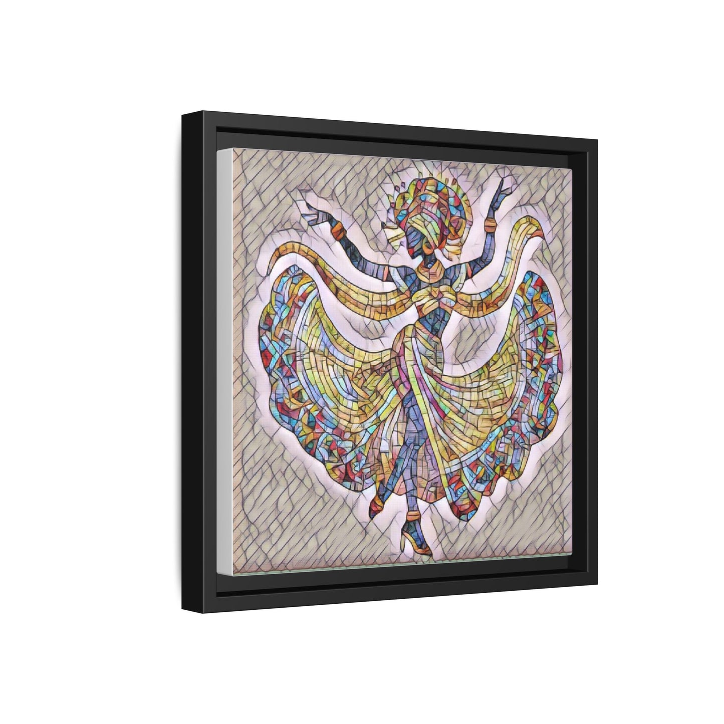 Colorful Mosaic Dancer Framed Canvas Art