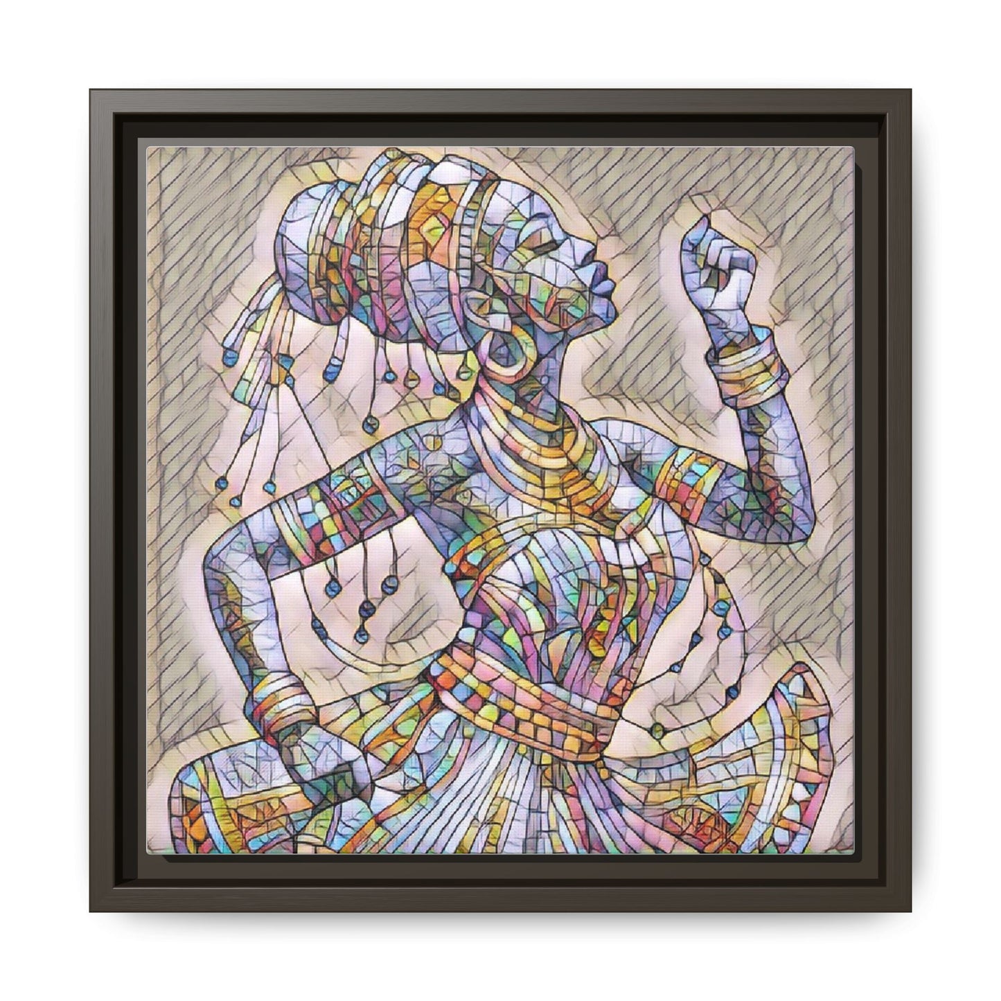 Framed Canvas Art — Colorful Mosaic Dancer