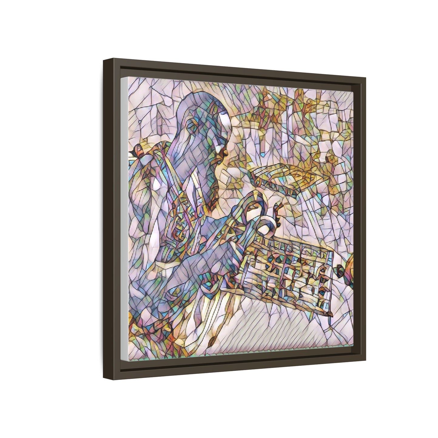 Framed Matte Canvas Art – Abstract Musician with Keyboard (Multi-Color)