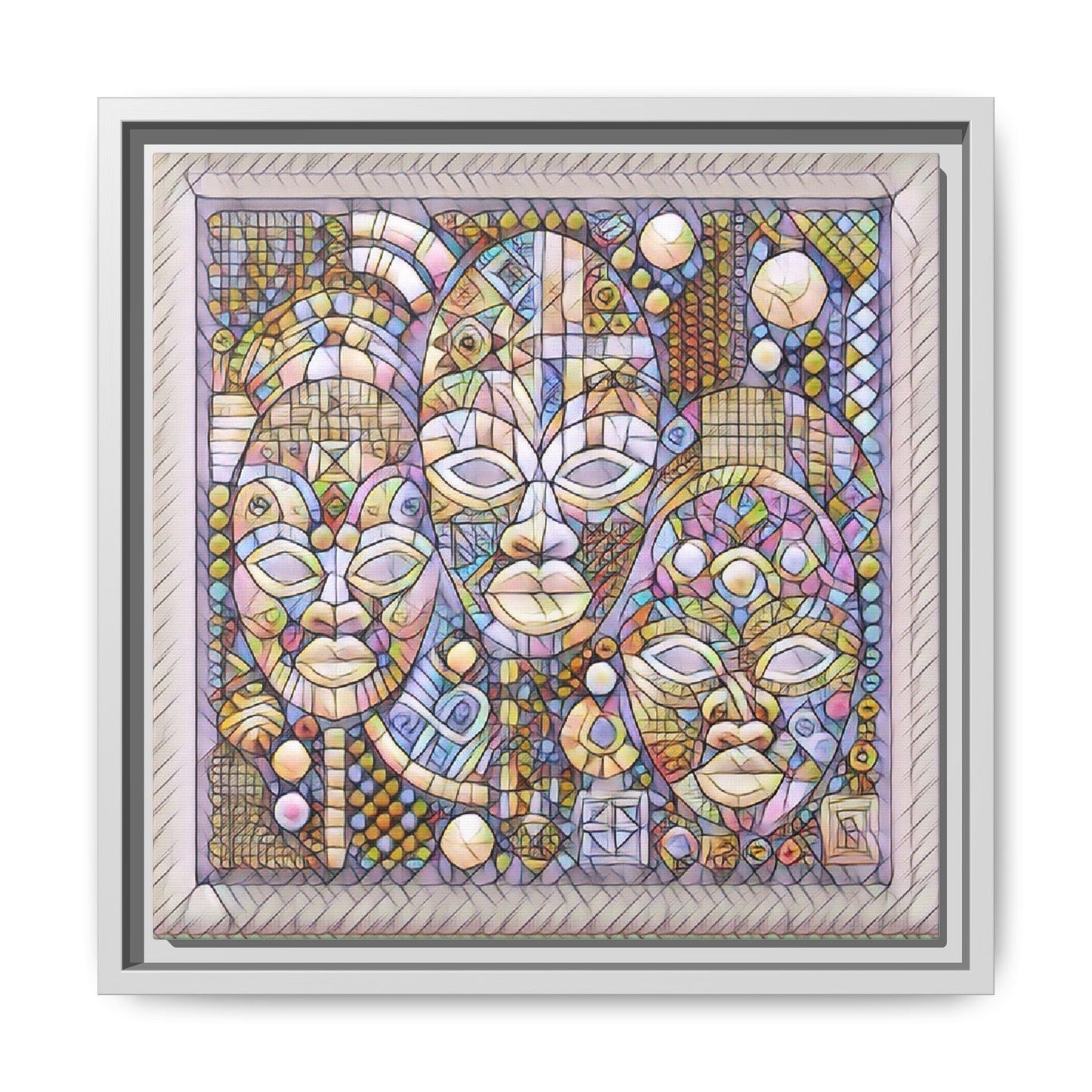 Abstract African Mask Art — Framed Matte Canvas Wall Art