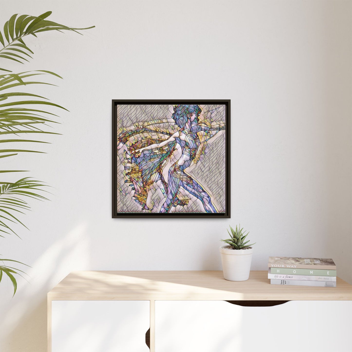 Abstract Stained-Glass Dancer Framed Canvas Art