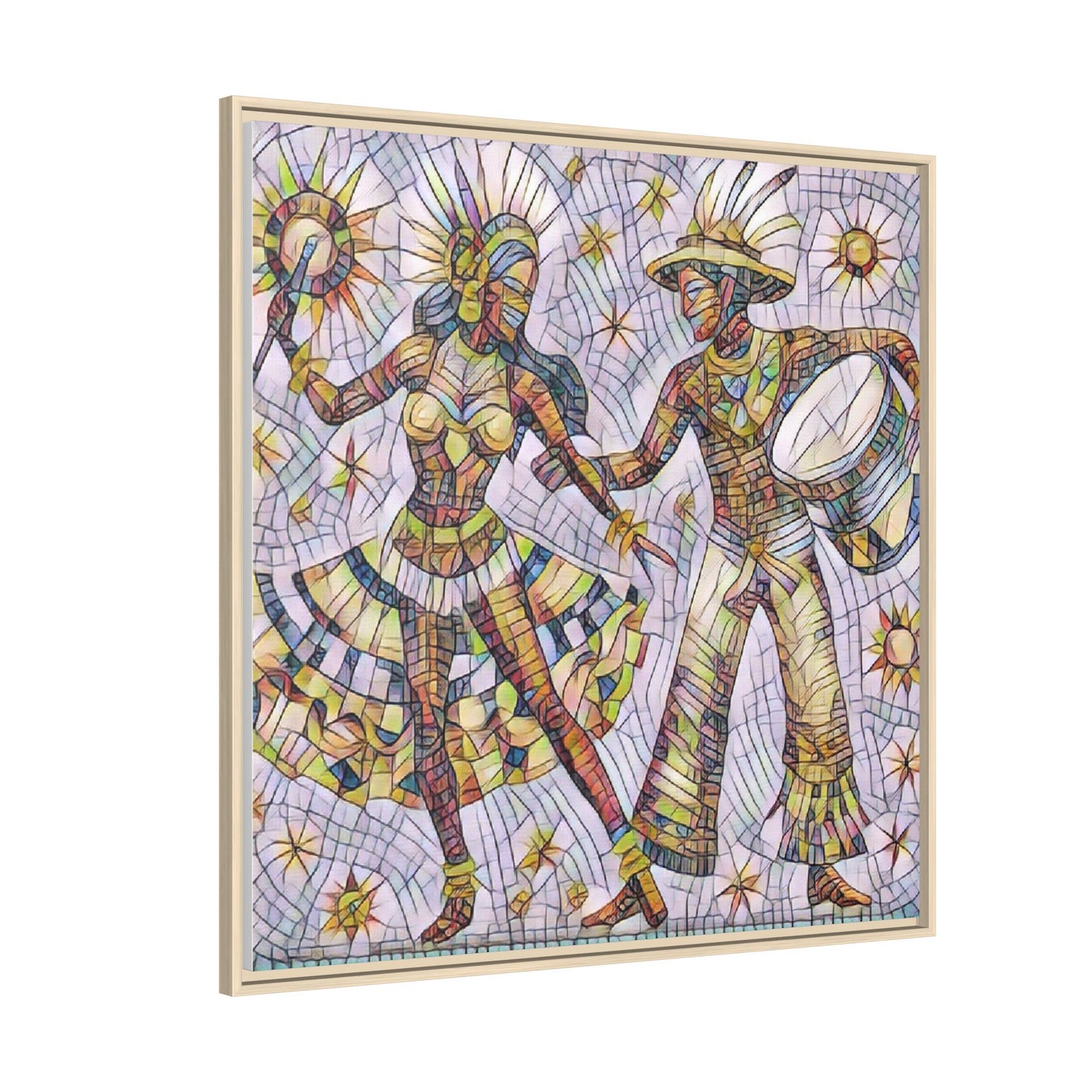 Carnival Dancers Framed Canvas Art – Colorful Samba Couple Print