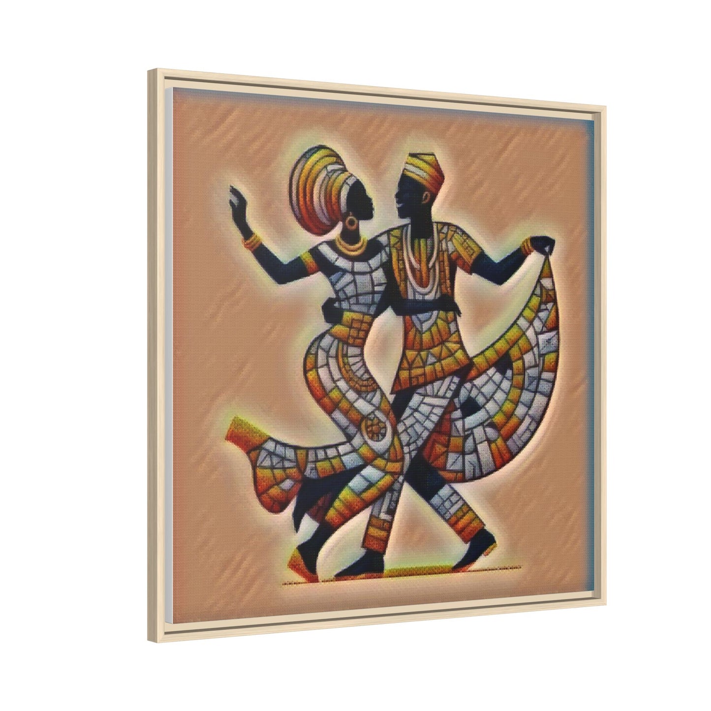 Framed African Dance Mosaic Art Print — Matte Canvas Wall Decor