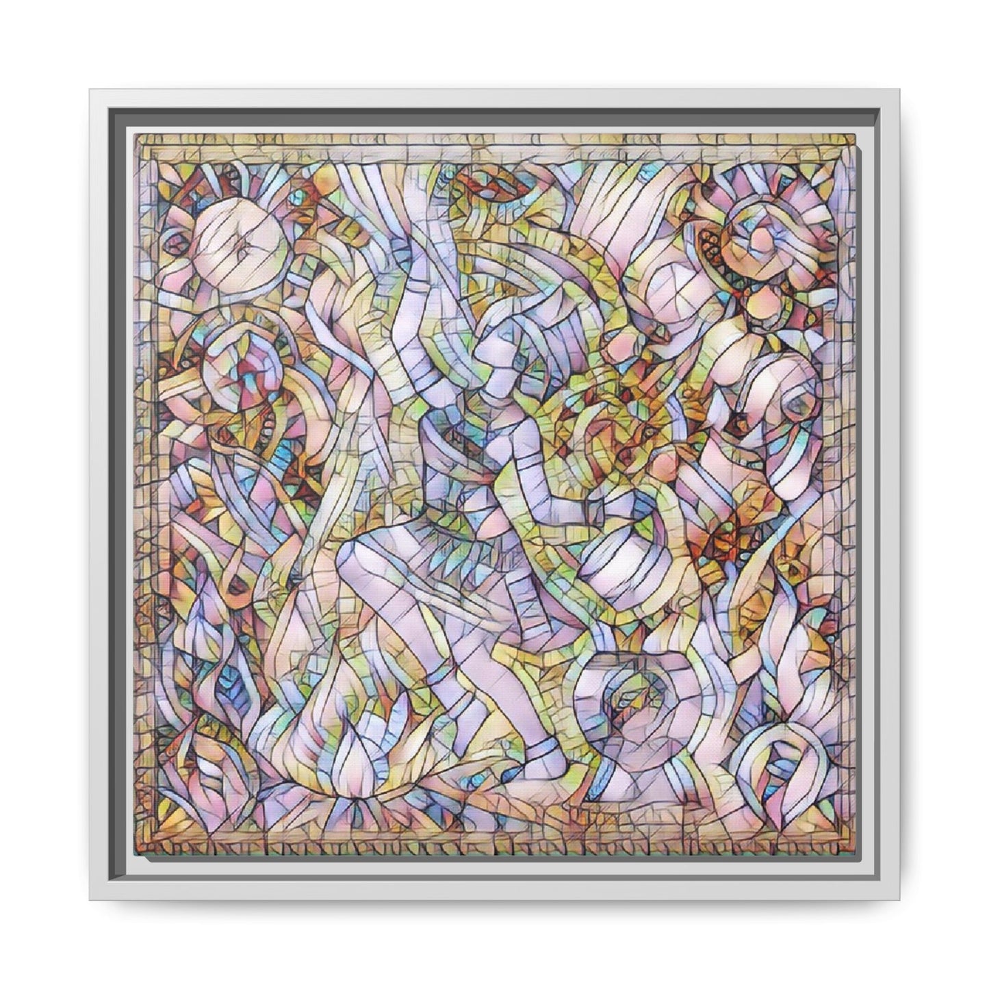 Abstract Stained Glass Dance Matte Framed Canvas