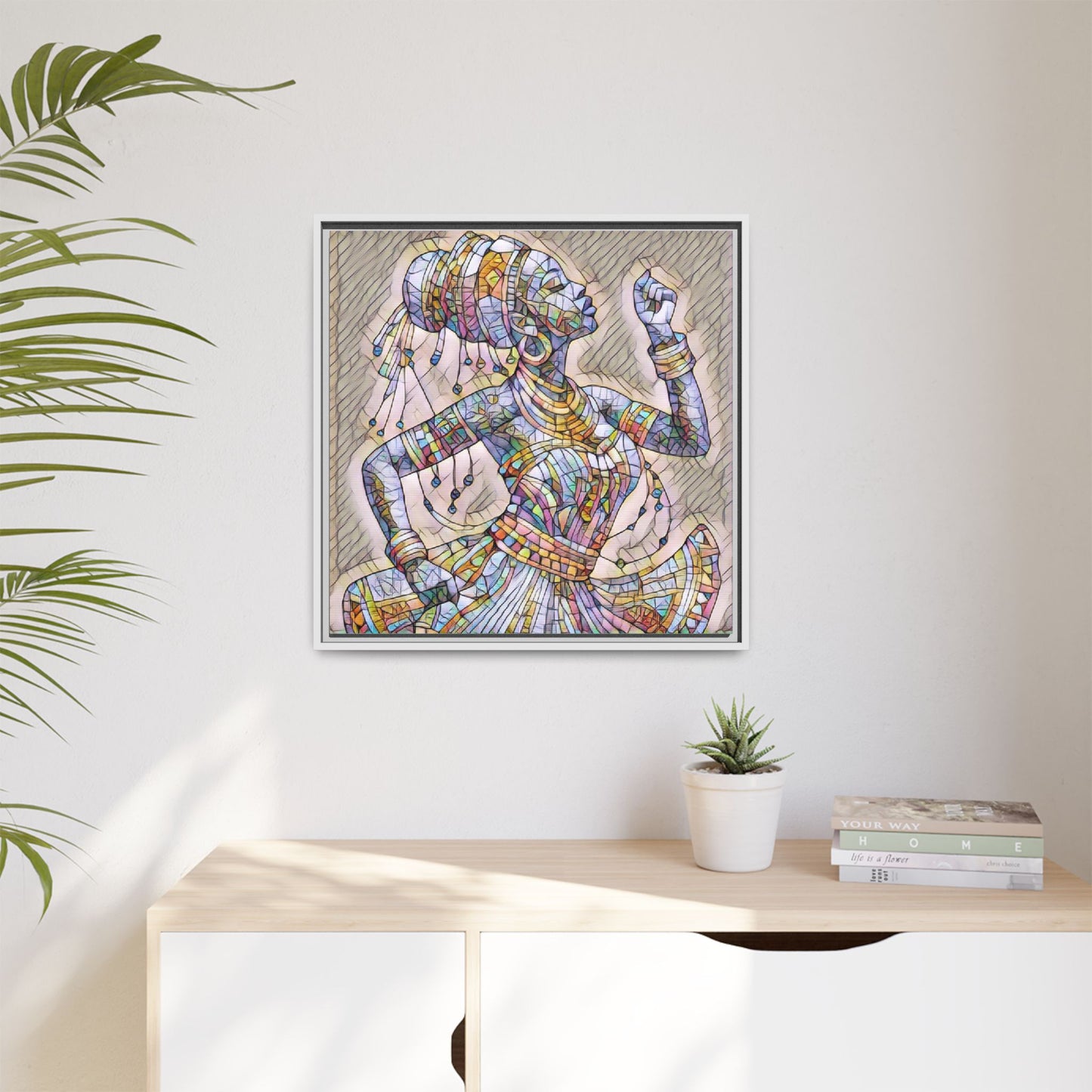 Framed Canvas Art — Colorful Mosaic Dancer