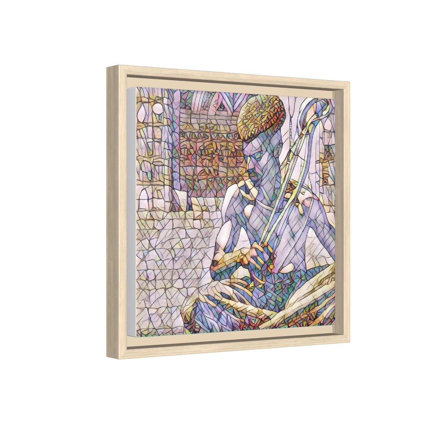 Framed Matte Canvas Art – Stained-Glass Style Musician Print