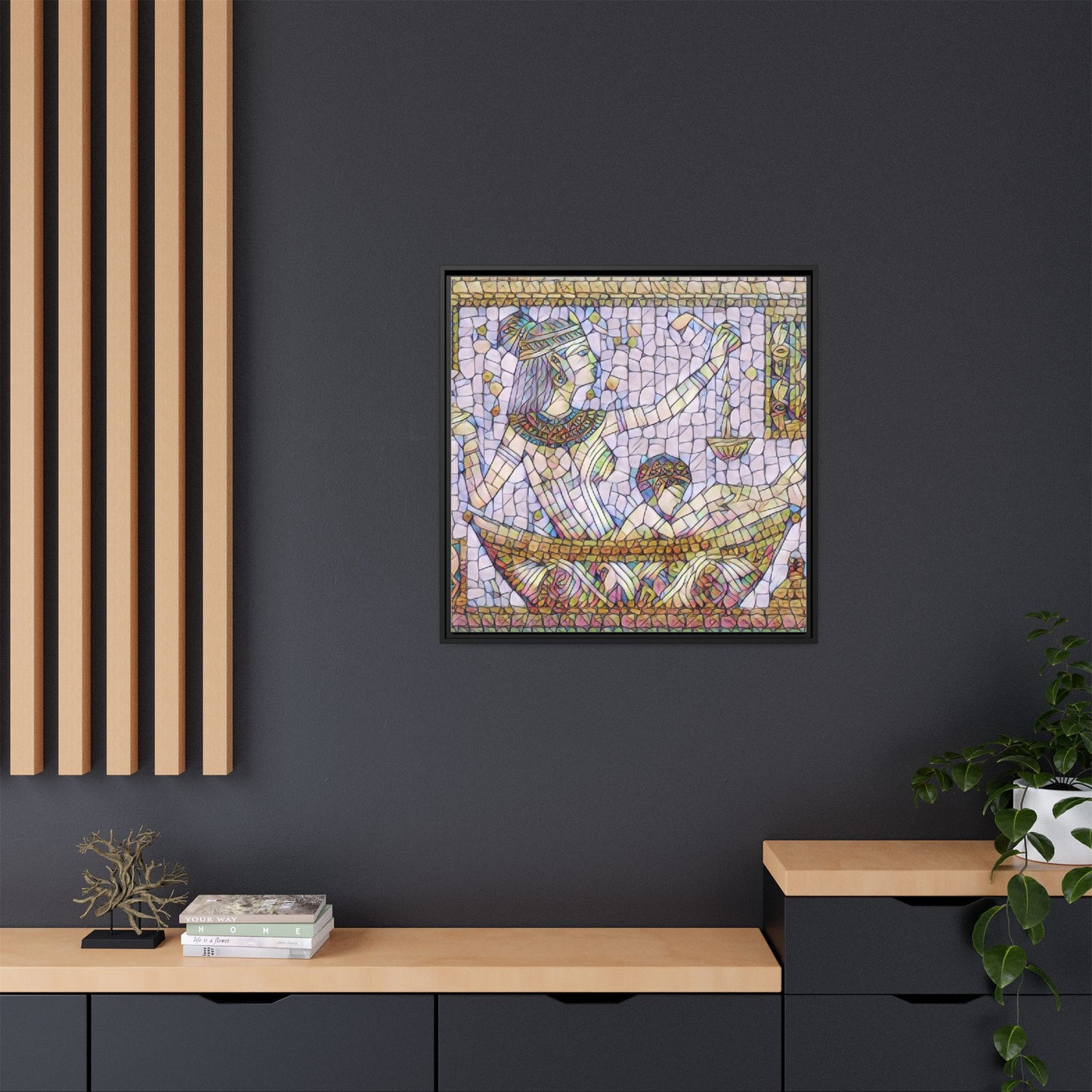 Egyptian Mosaic Goddess Matte Canvas Print (Framed)