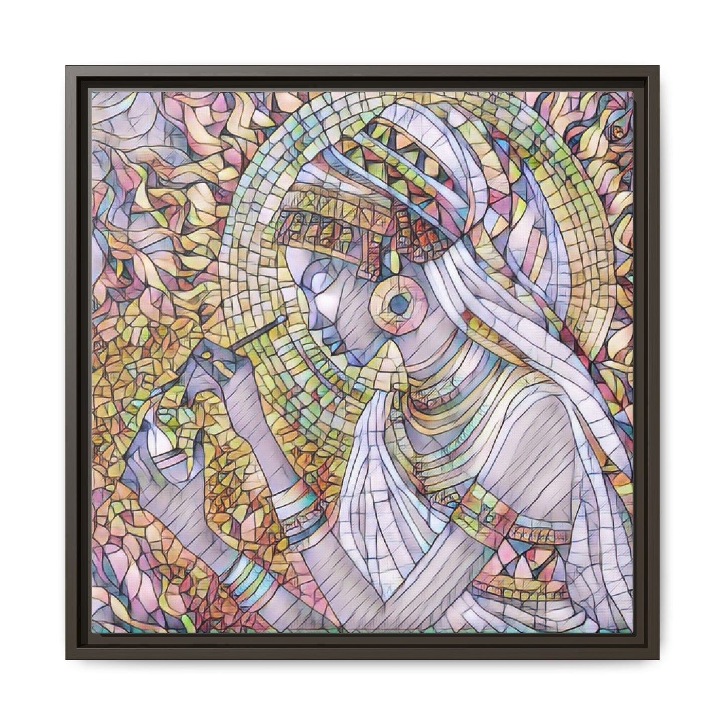 Egyptian Goddess Stained-Glass Matte Canvas (Framed)
