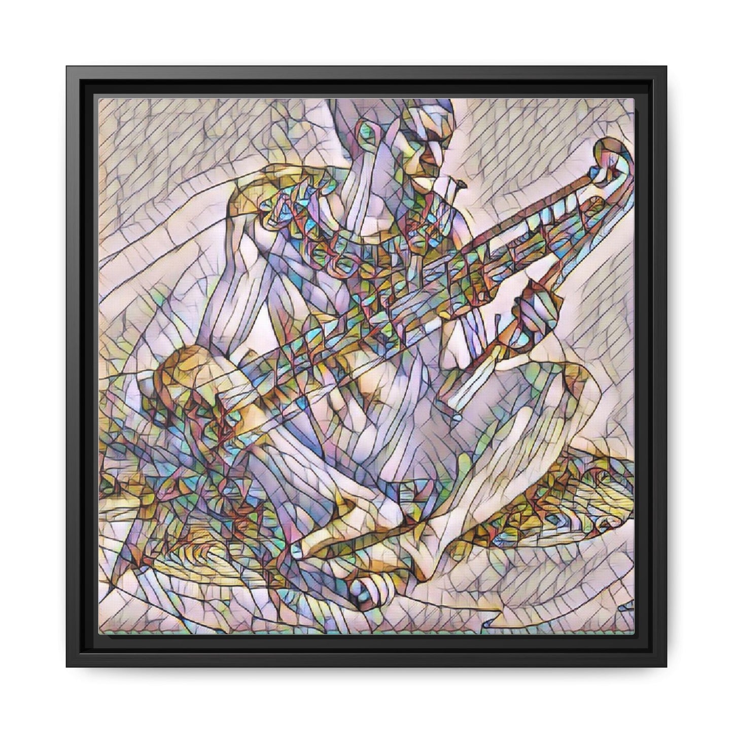 Framed Abstract Musician Canvas Art — Multicolor Modern Wall Decor