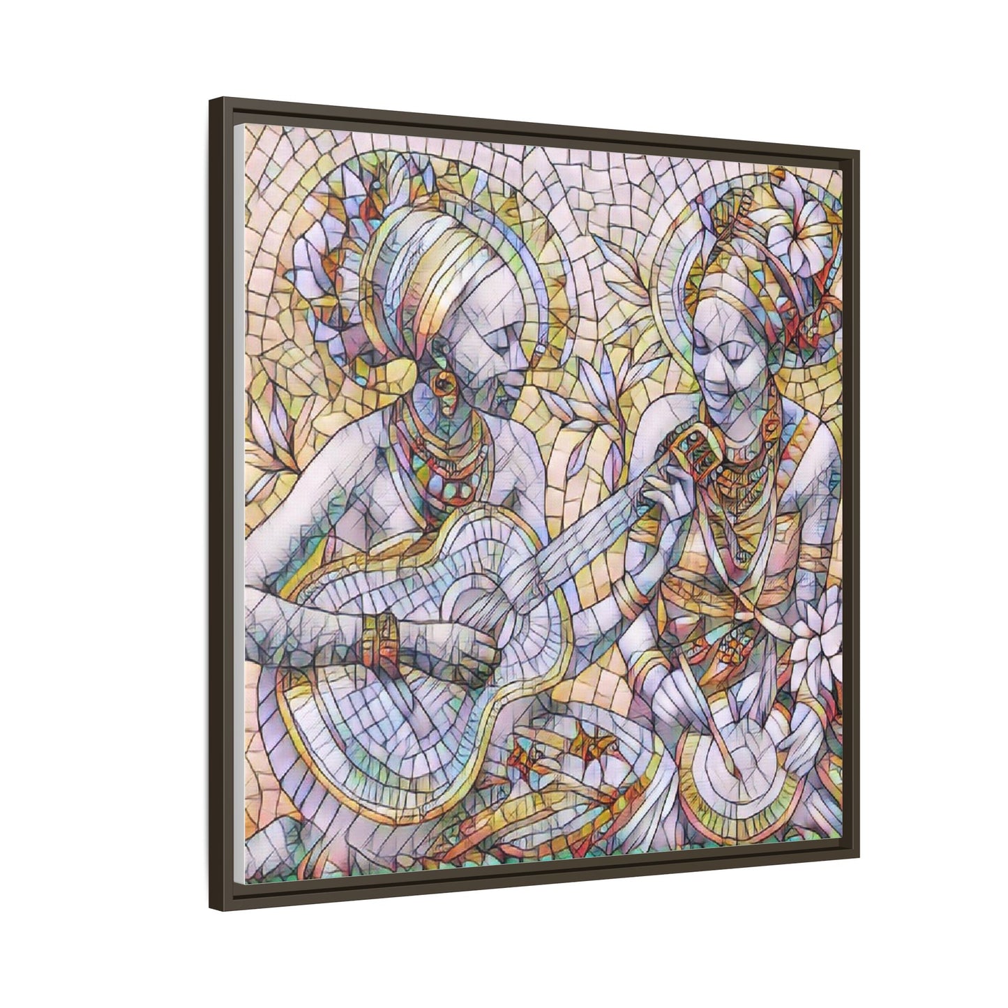 Framed Canvas Art – Colorful Mosaic Musicians Wall Decor