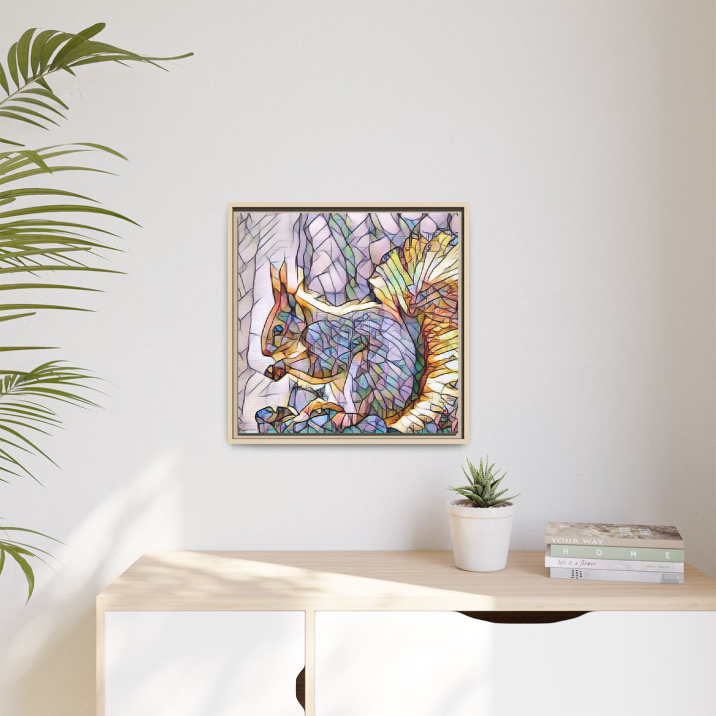 Framed Squirrel Mosaic Matte Canvas Wall Art