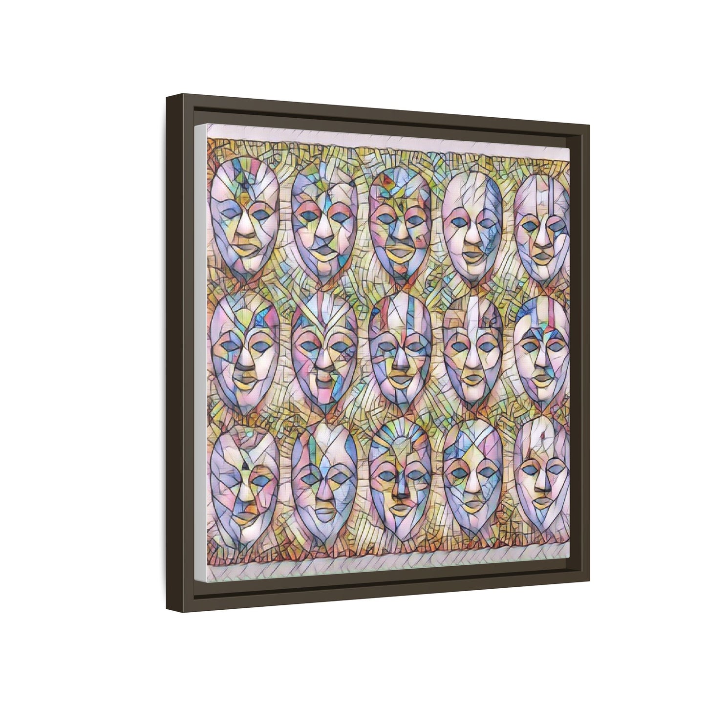 Abstract Mask Art Matte Canvas Print — Framed Multicolor Wall Art