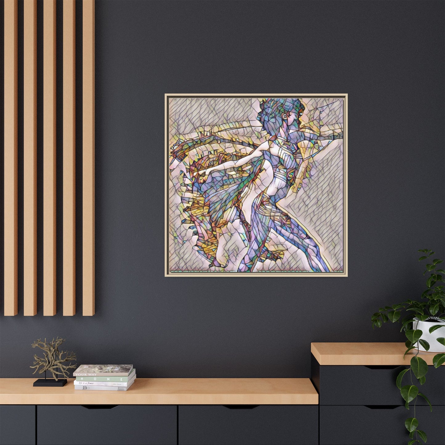 Abstract Stained-Glass Dancer Framed Canvas Art