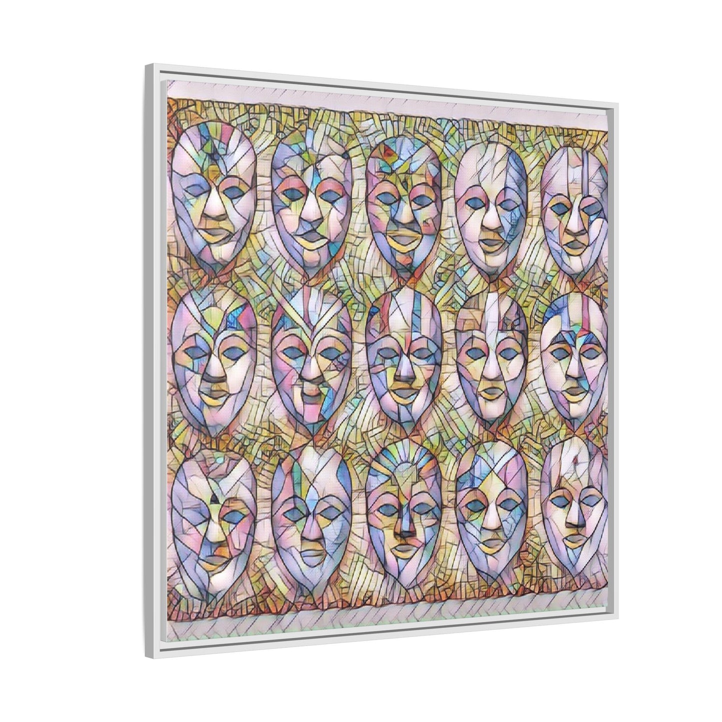 Abstract Mask Art Matte Canvas Print — Framed Multicolor Wall Art