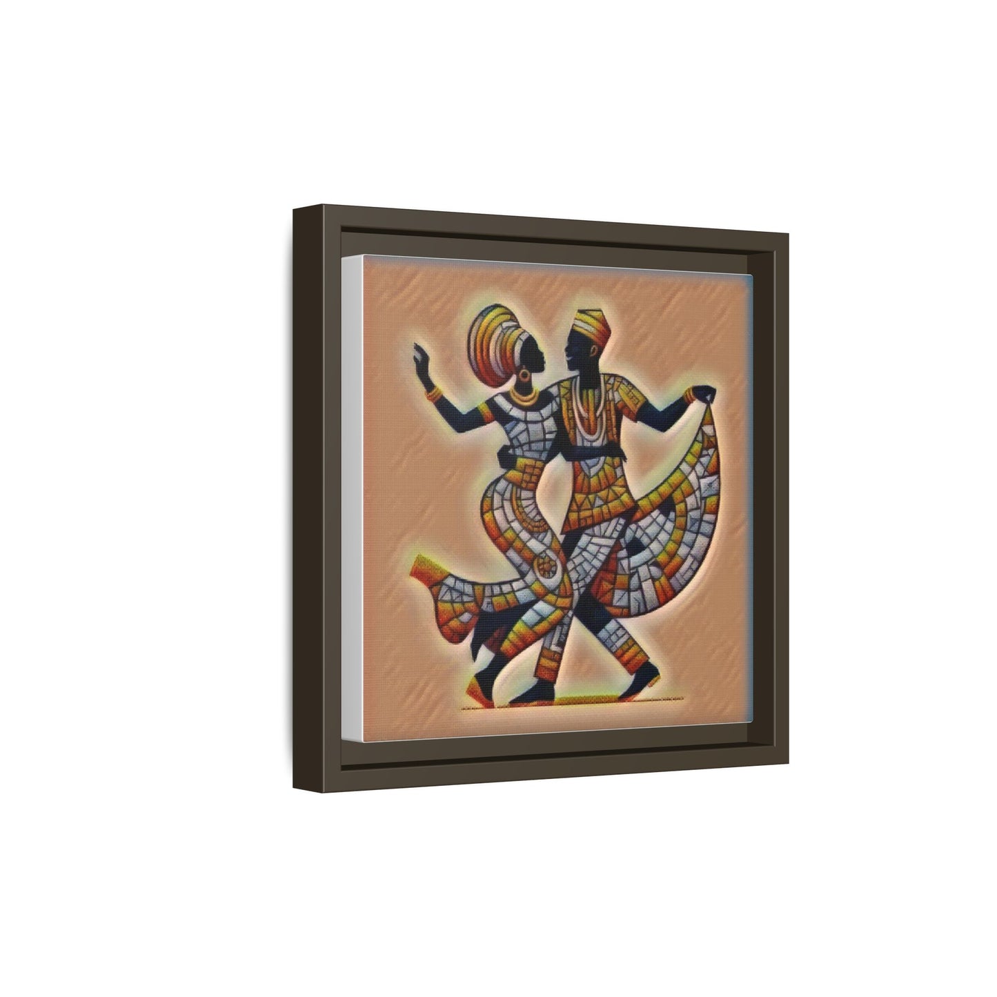 Framed African Dance Mosaic Art Print — Matte Canvas Wall Decor