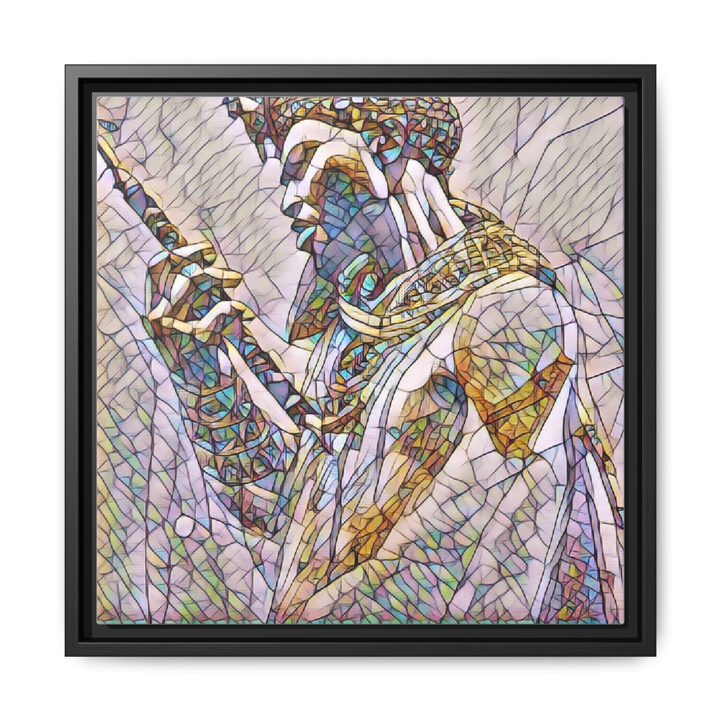 Egyptian Pharaoh Stained Glass Art — Framed Matte Canvas