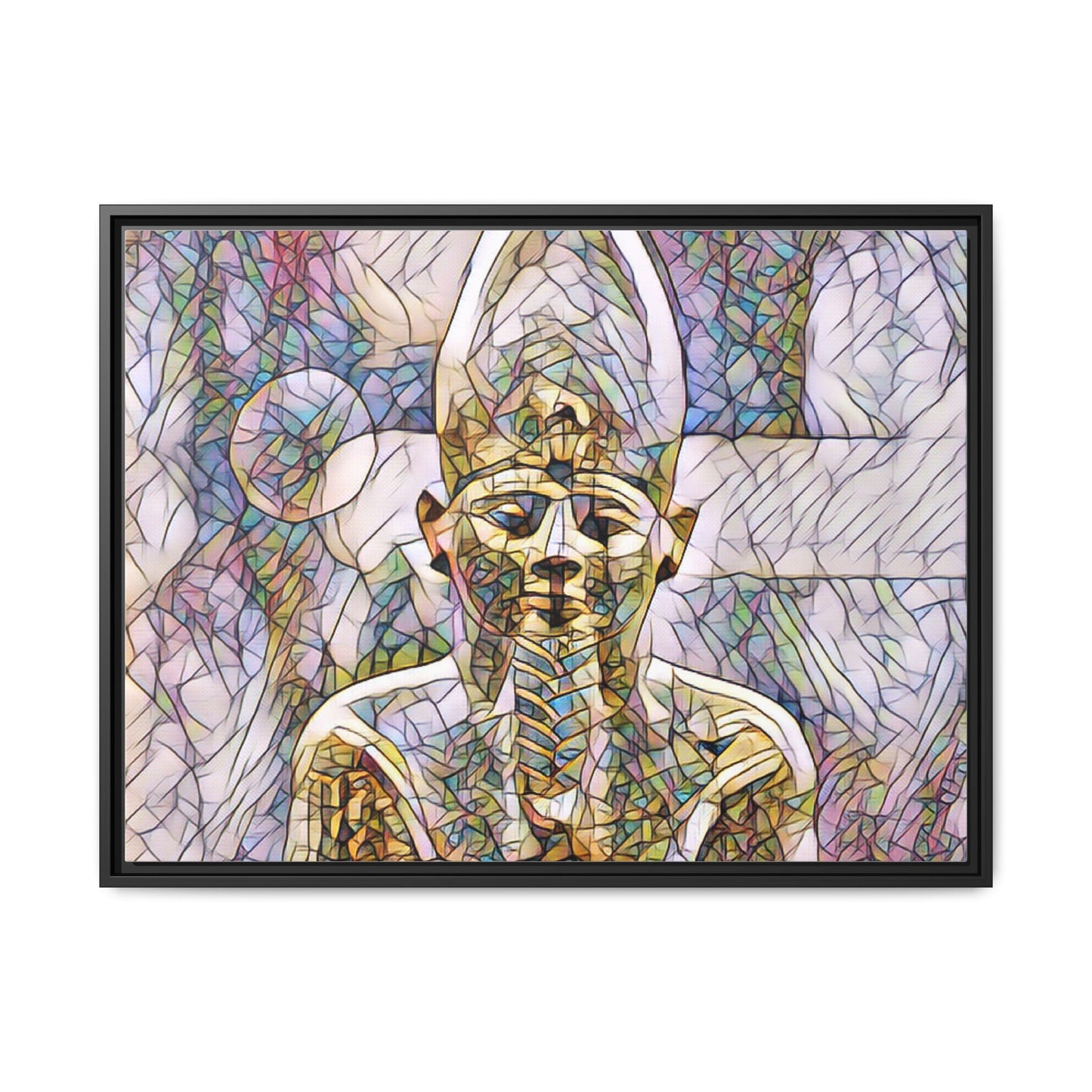 Egyptian Pharaoh Stained-Glass Style Matte Canvas Print, Framed
