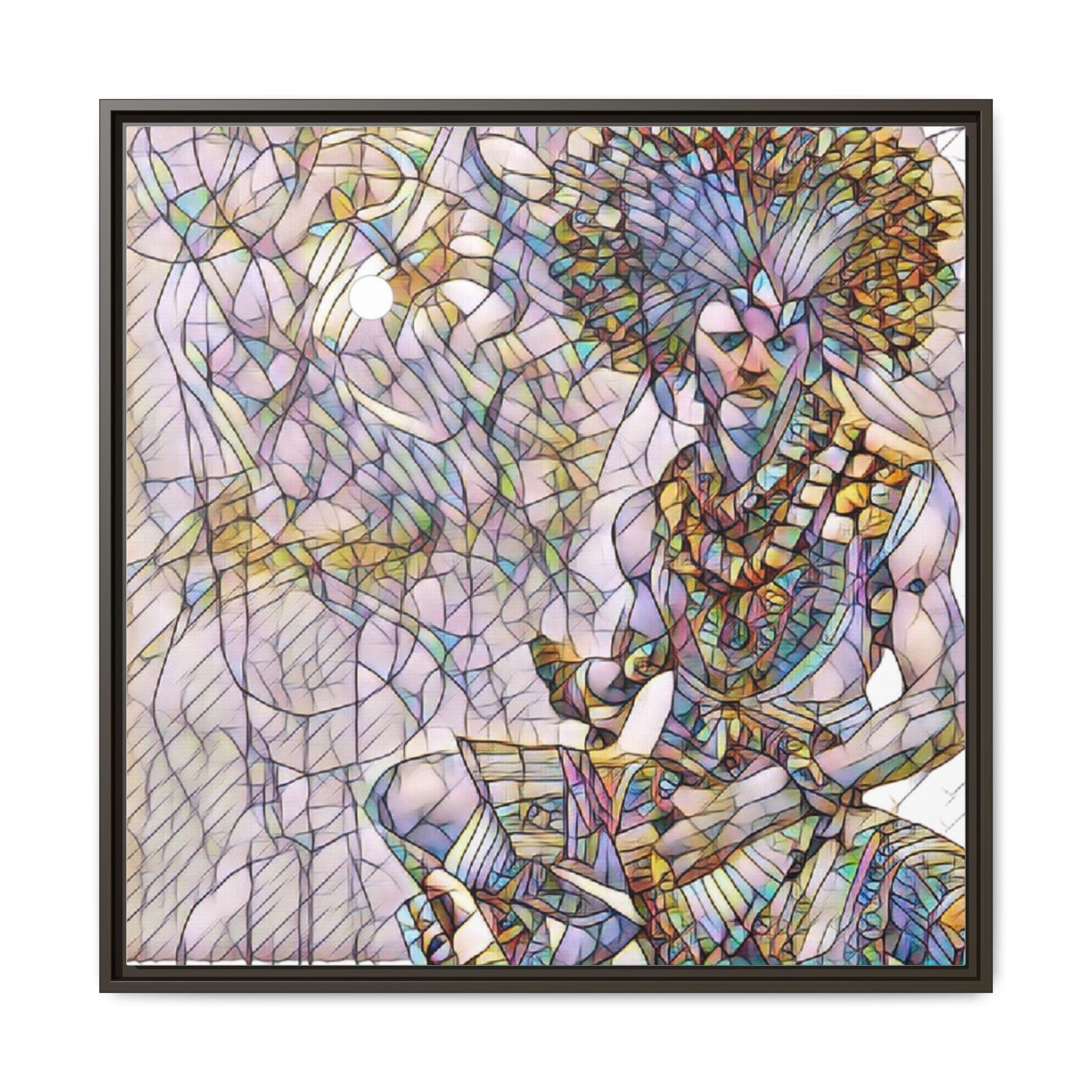 Framed Matte Canvas Art — Colorful Tribal Warrior Illustration