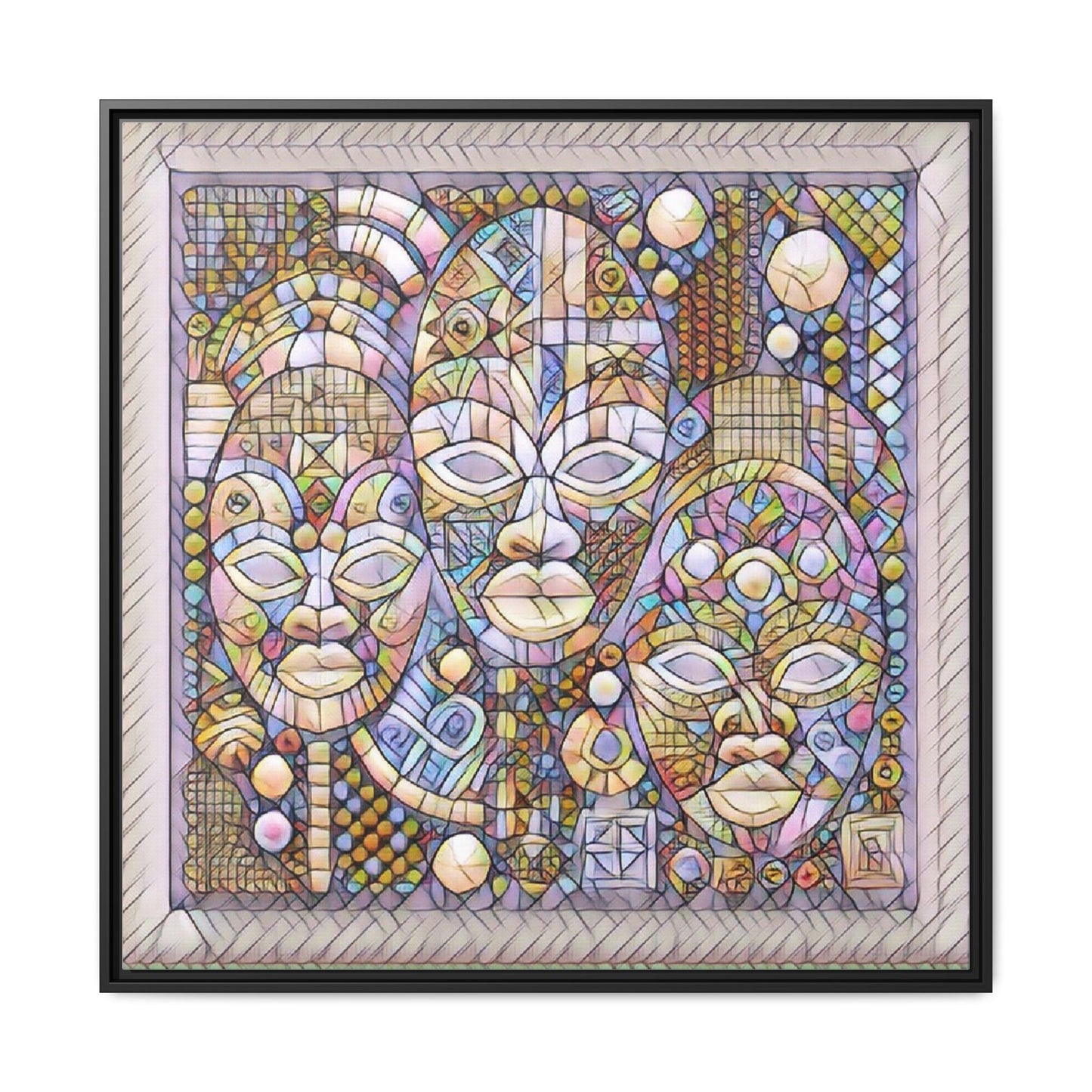 Abstract African Mask Art — Framed Matte Canvas Wall Art