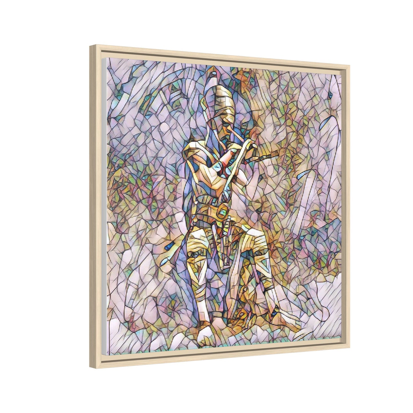 Framed Matte Canvas - Stained Glass Knight Artwork