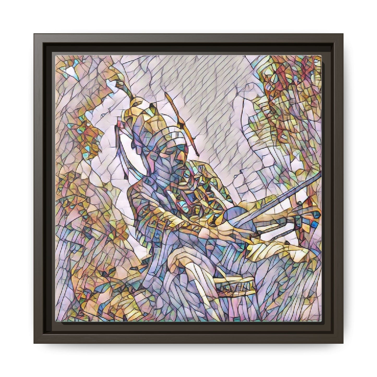 Framed Archery Canvas Print — Stained-Glass Archer Wall Art