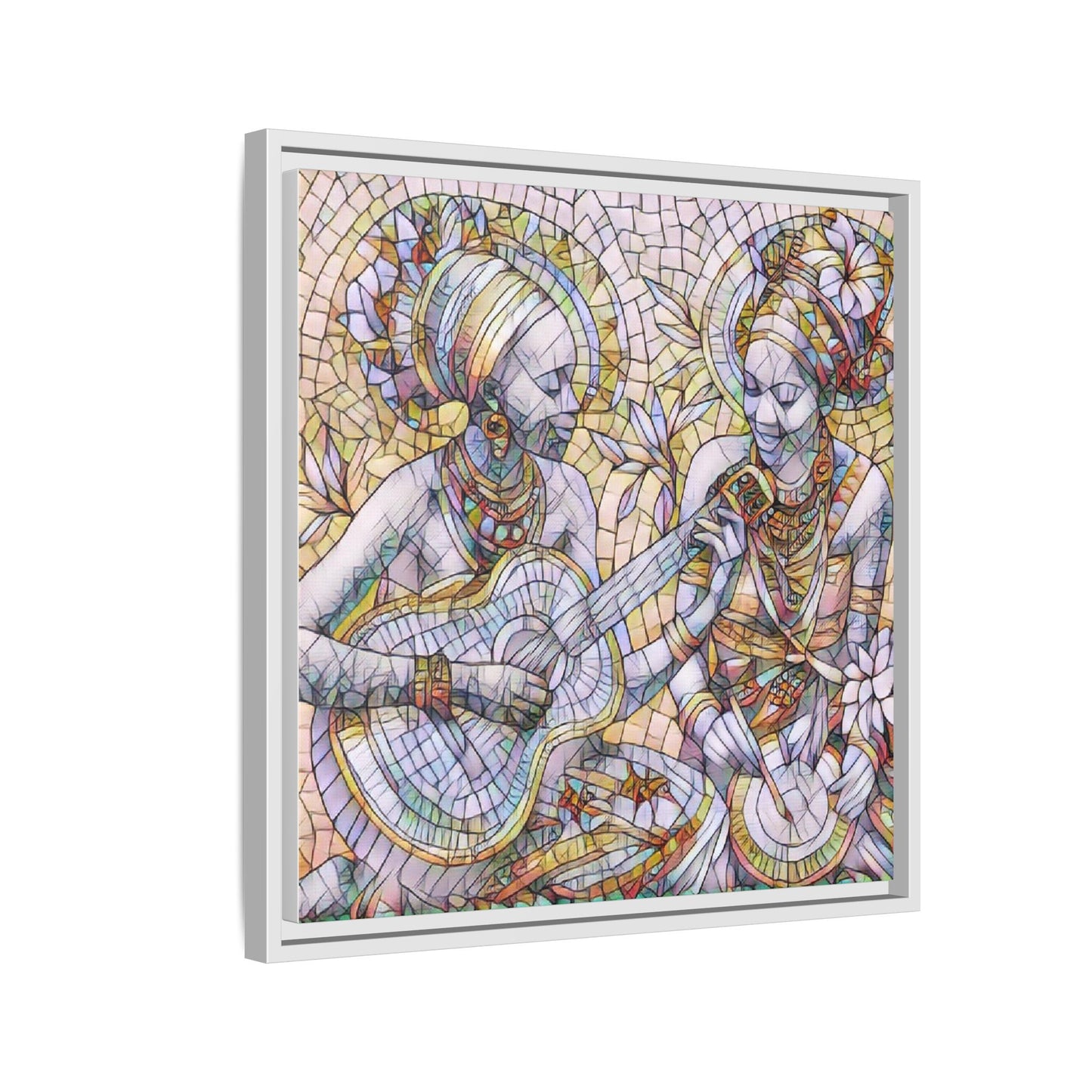 Framed Canvas Art – Colorful Mosaic Musicians Wall Decor