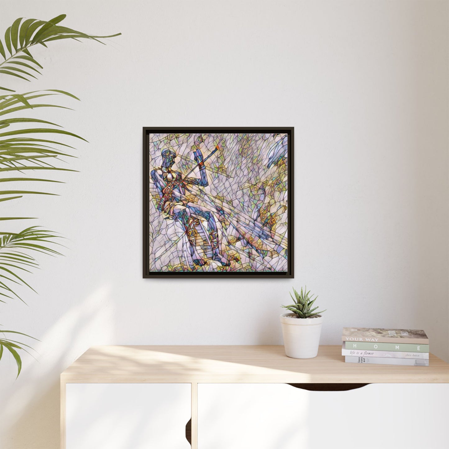 Abstract Stained-Glass Warrior Framed Canvas