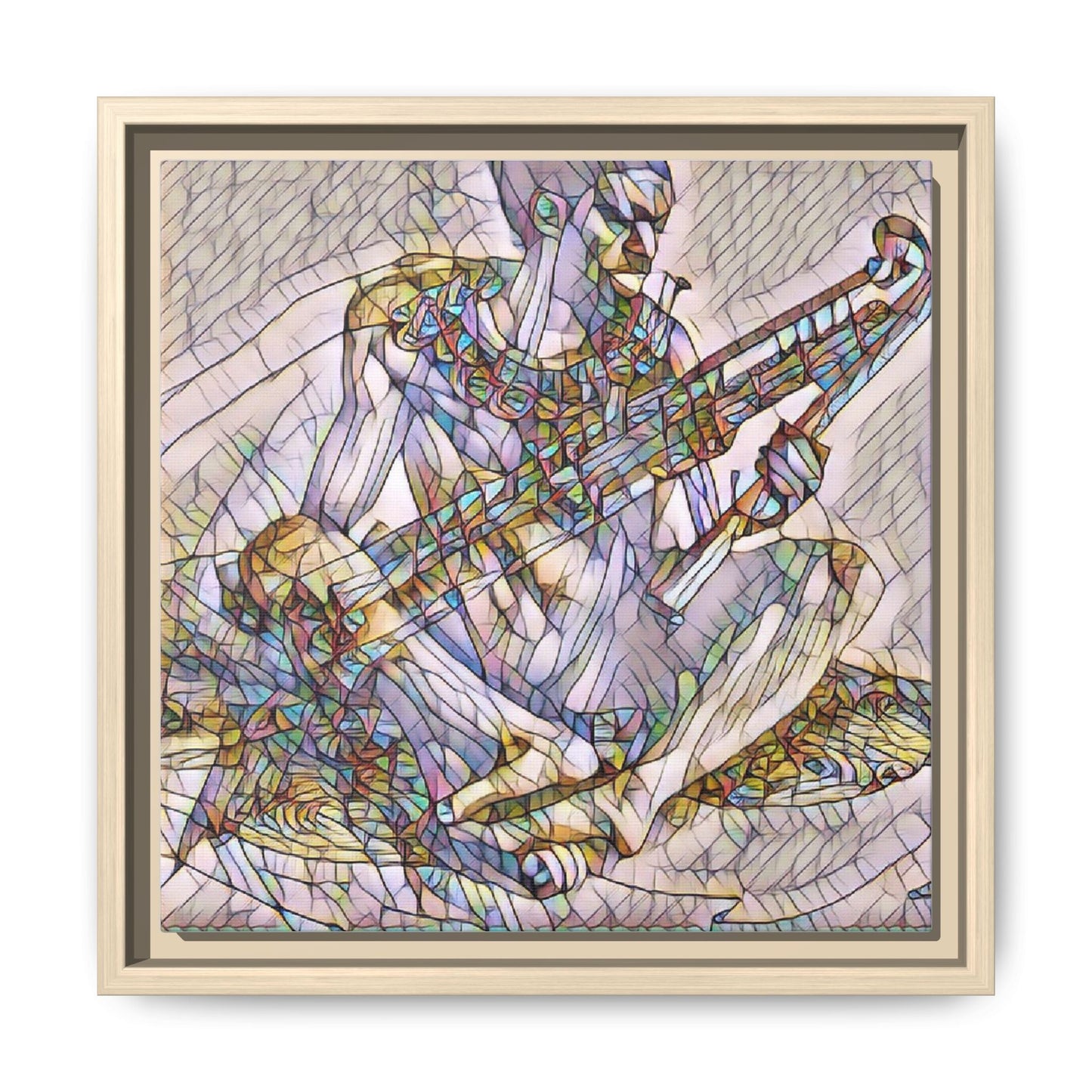 Framed Abstract Musician Canvas Art — Multicolor Modern Wall Decor