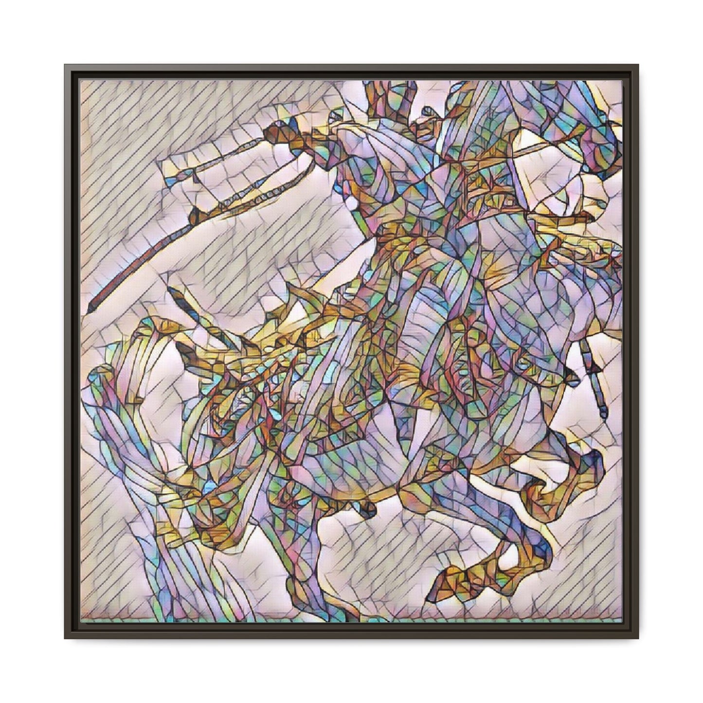 Framed Abstract Stained-Glass Horse Canvas