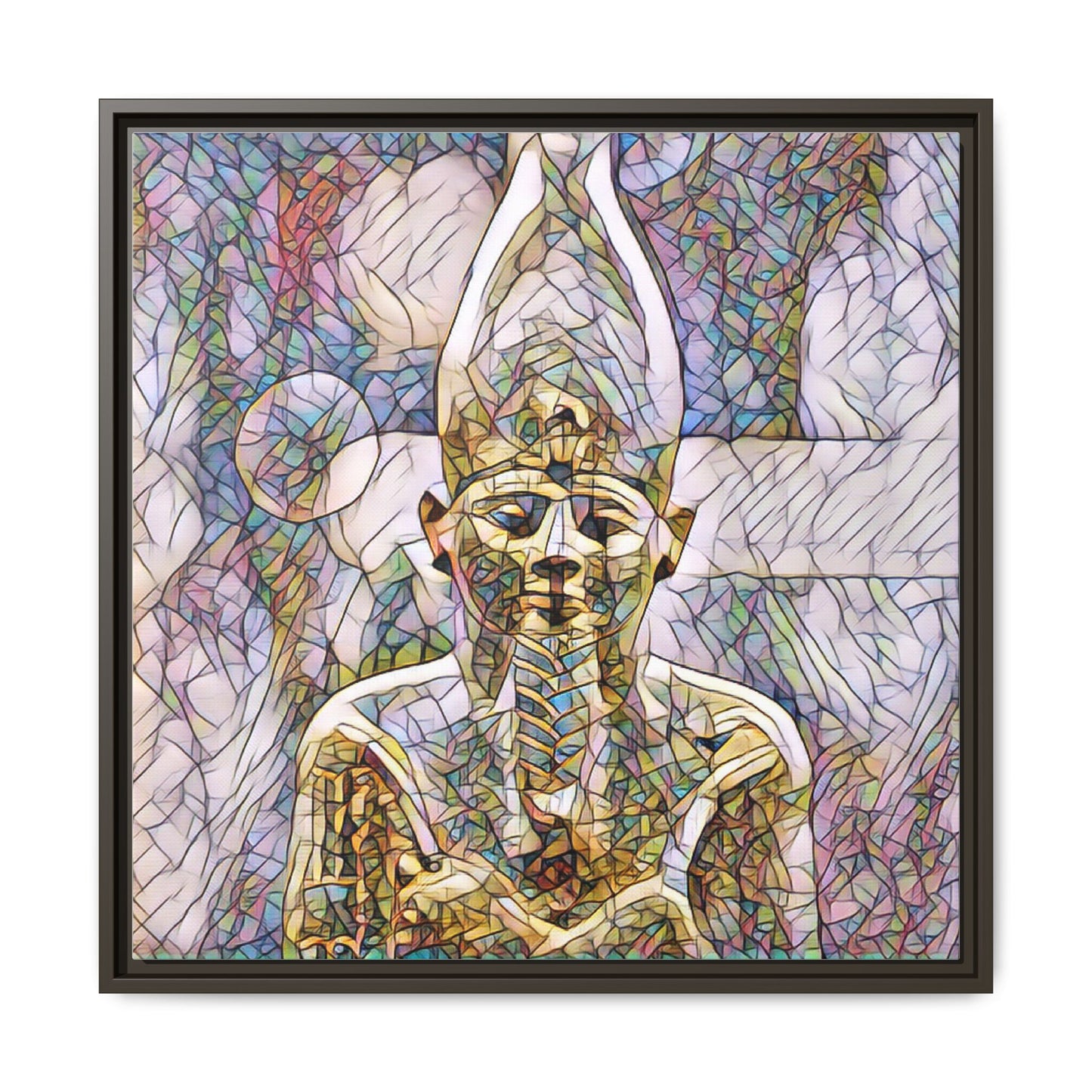 Egyptian Pharaoh Stained-Glass Style Matte Canvas Print, Framed