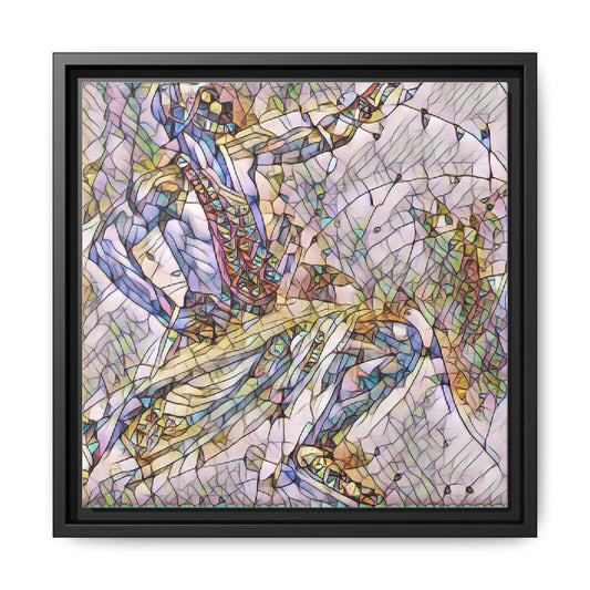 Abstract Stained-Glass Dancers — Framed Matte Canvas Art