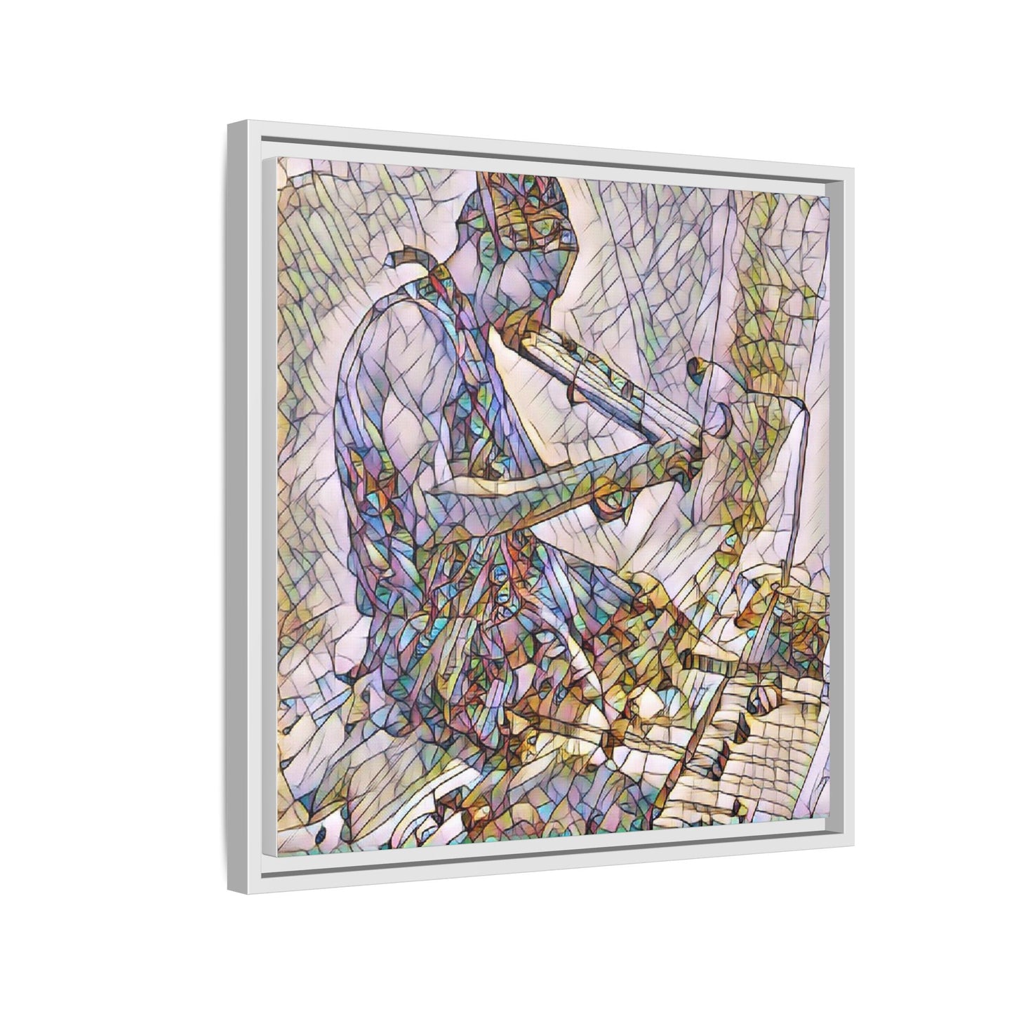 Abstract Violinist Matte Framed Canvas – Colorful Musical Art Print