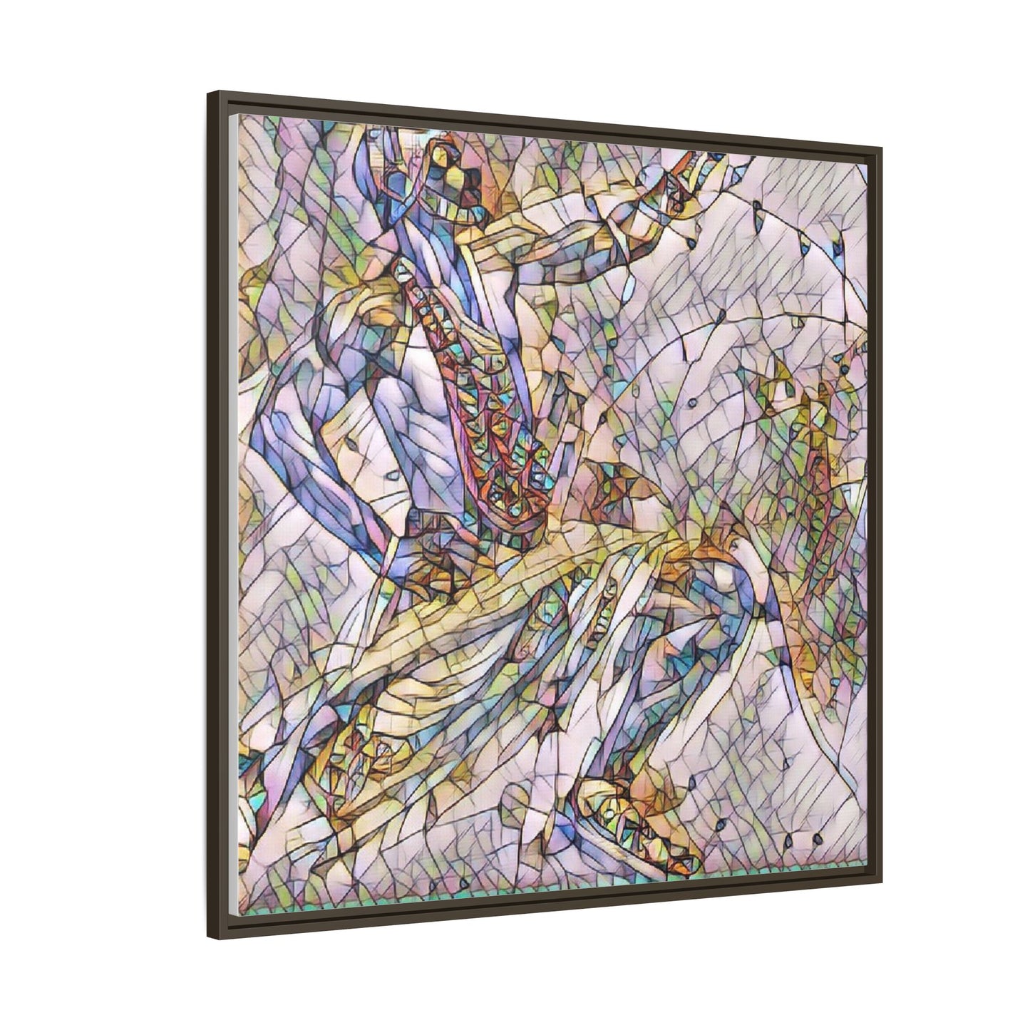 Abstract Stained-Glass Dancers — Framed Matte Canvas Art