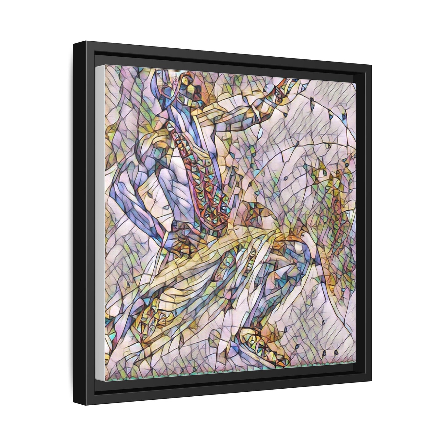 Abstract Stained-Glass Dancers — Framed Matte Canvas Art