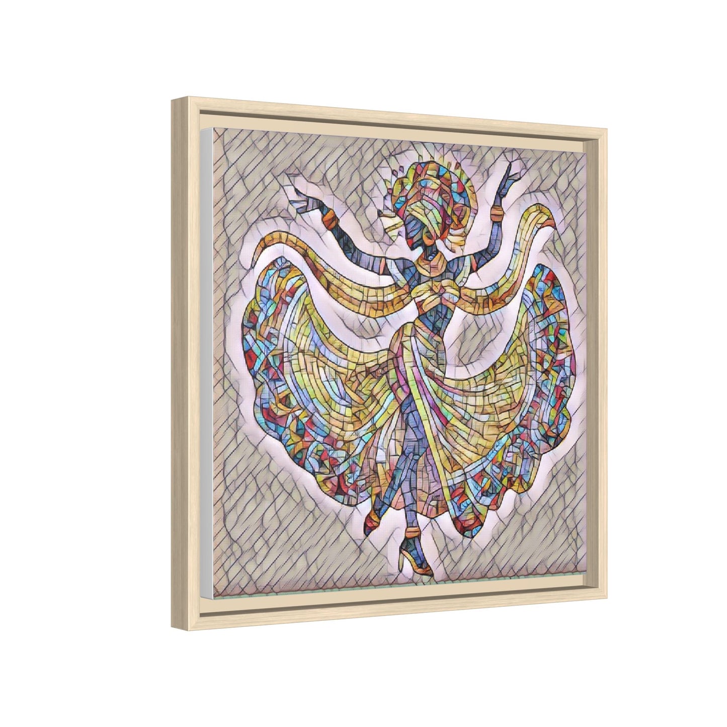 Colorful Mosaic Dancer Framed Canvas Art