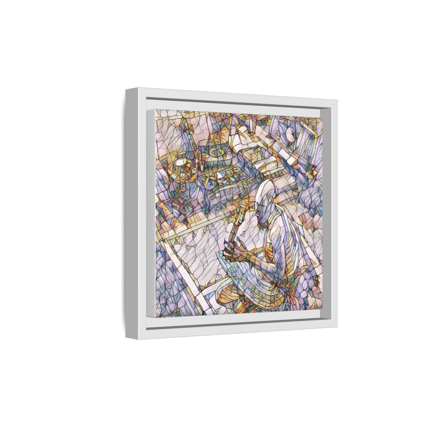 Stained-Glass DJ Matte Canvas Print (Framed) — Colorful Music Room Wall Art