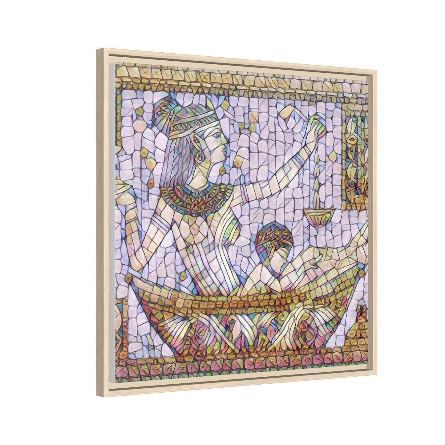 Egyptian Mosaic Goddess Matte Canvas Print (Framed)